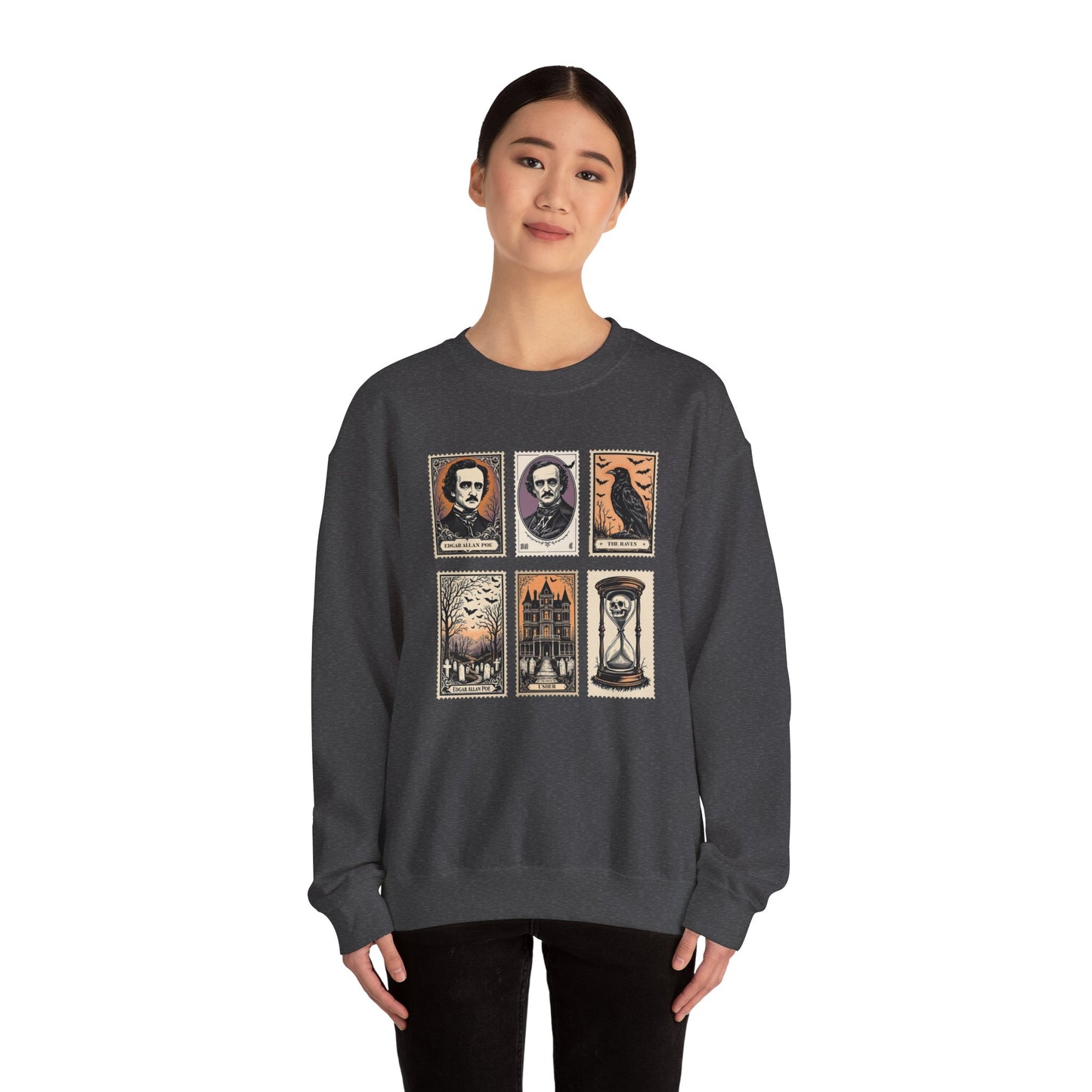 Edgar Allan Poe Sweatshirt The Raven Nevermore Gothic Horror Sweater Dark Academia Macabre Halloween Gift for Book Lovers Birthday Christmas