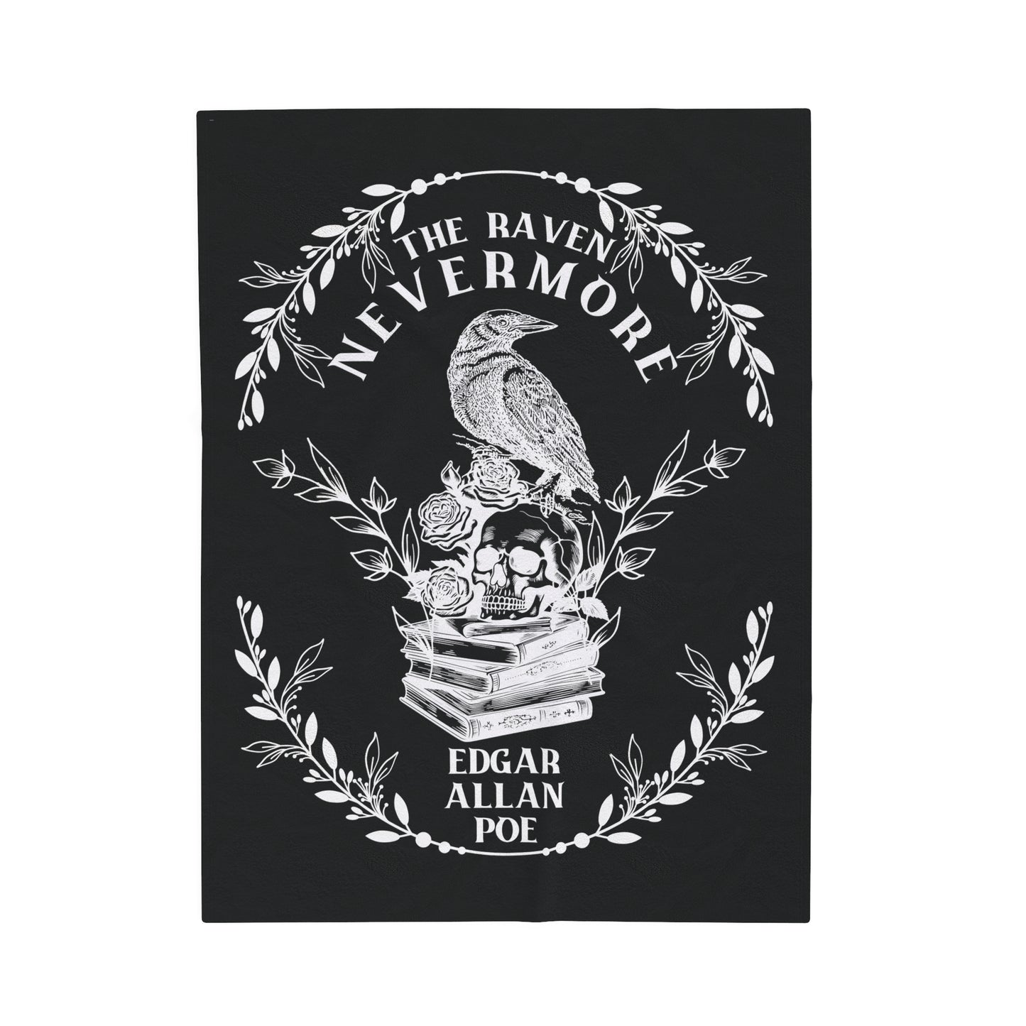 Edgar Allan Poe, Nevermore The Raven Throw Blanket, Book Lover Reading Blanket, Gothic, Light, Dark Academia, Horror Movie Watching Blanket All Over Prints Printify 30" × 40"