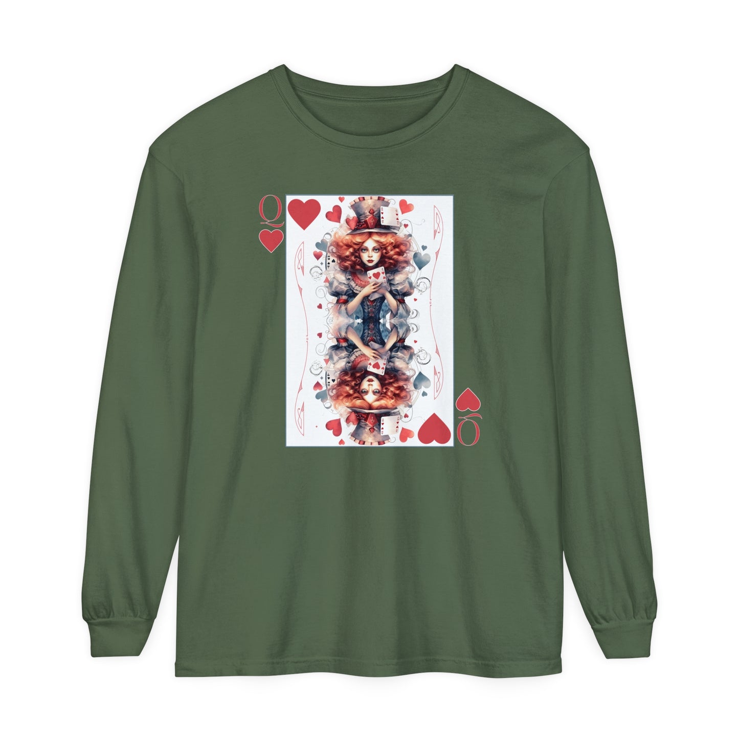 Queen of Hearts Long Sleeve Shirt Alice In Wonderland Lewis Carroll Whimsigoth Academia TShirt Mad Hatter Tea Party Tee Bookish Booktok Gift Long-sleeve Printify Hemp S