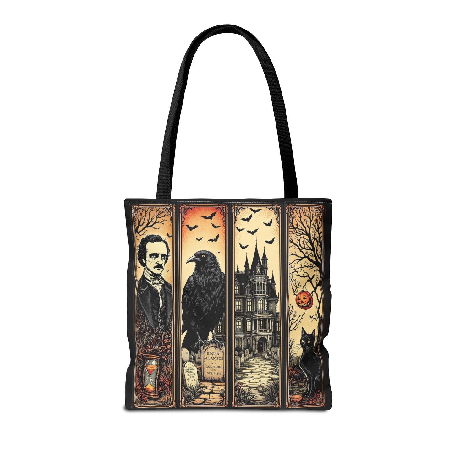 Edgar Allan Poe Tote Bag Gothic Literary Gift for Book Lover Dark Academia Macabre Accessory Halloween Tote Fall School Bag for Poetember Bags Printify