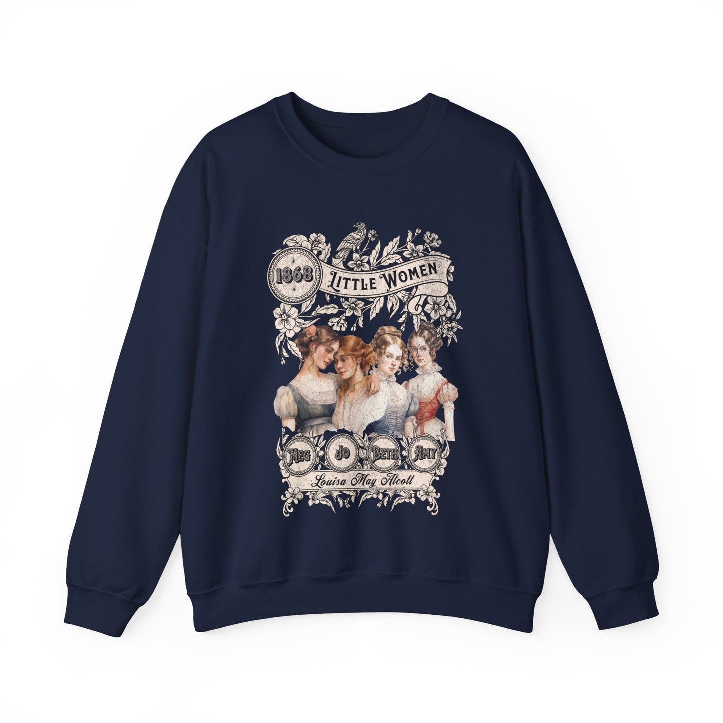 Little Women Sweatshirt, Louisa May Alcott Historical Romance Sweater, Bookish Literary Fan Art Gift, Gift for Her, Bookclub Crewneck Shirt Sweatshirt Printify S Navy