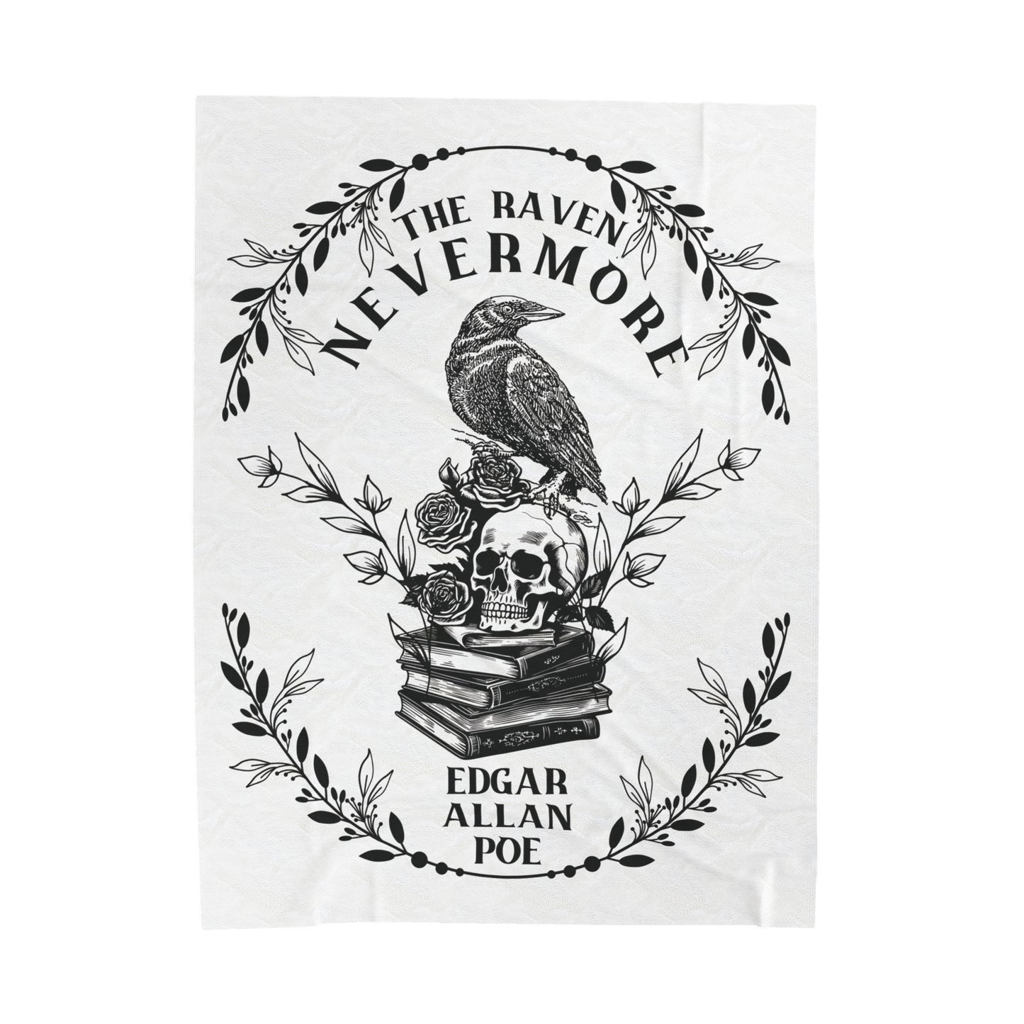 Edgar Allan Poe, Nevermore The Raven Throw Blanket, Book Lover Reading Blanket, Gothic, Light, Dark Academia, Horror Movie Watching Blanket All Over Prints Printify 60" × 80"