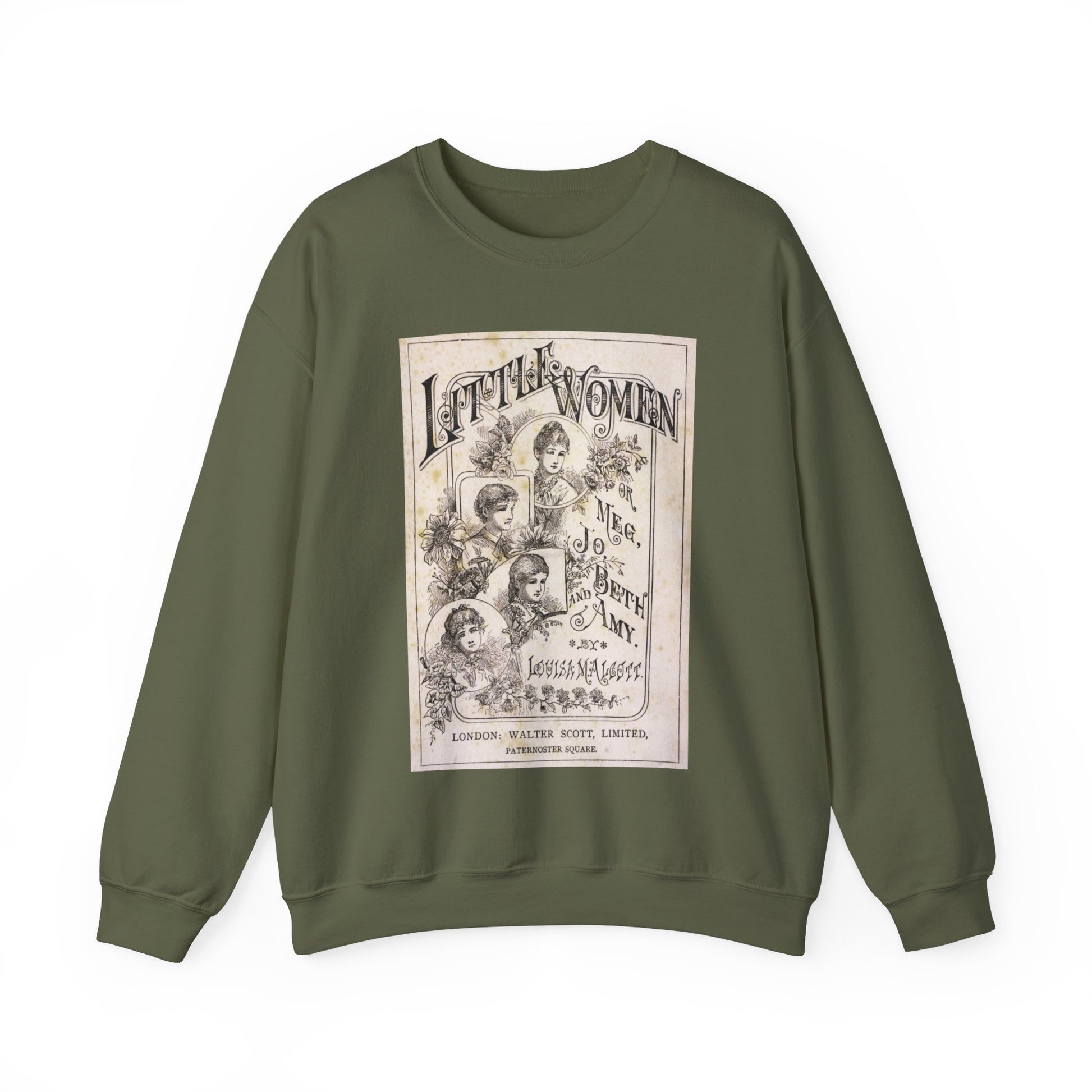 Little Women Sweatshirt, Louisa May Alcott Historical Romance Sweater, Bookish Literary Fan Art Gift, Gift for Her, Bookclub Crewneck Shirt Sweatshirt Printify S Military Green