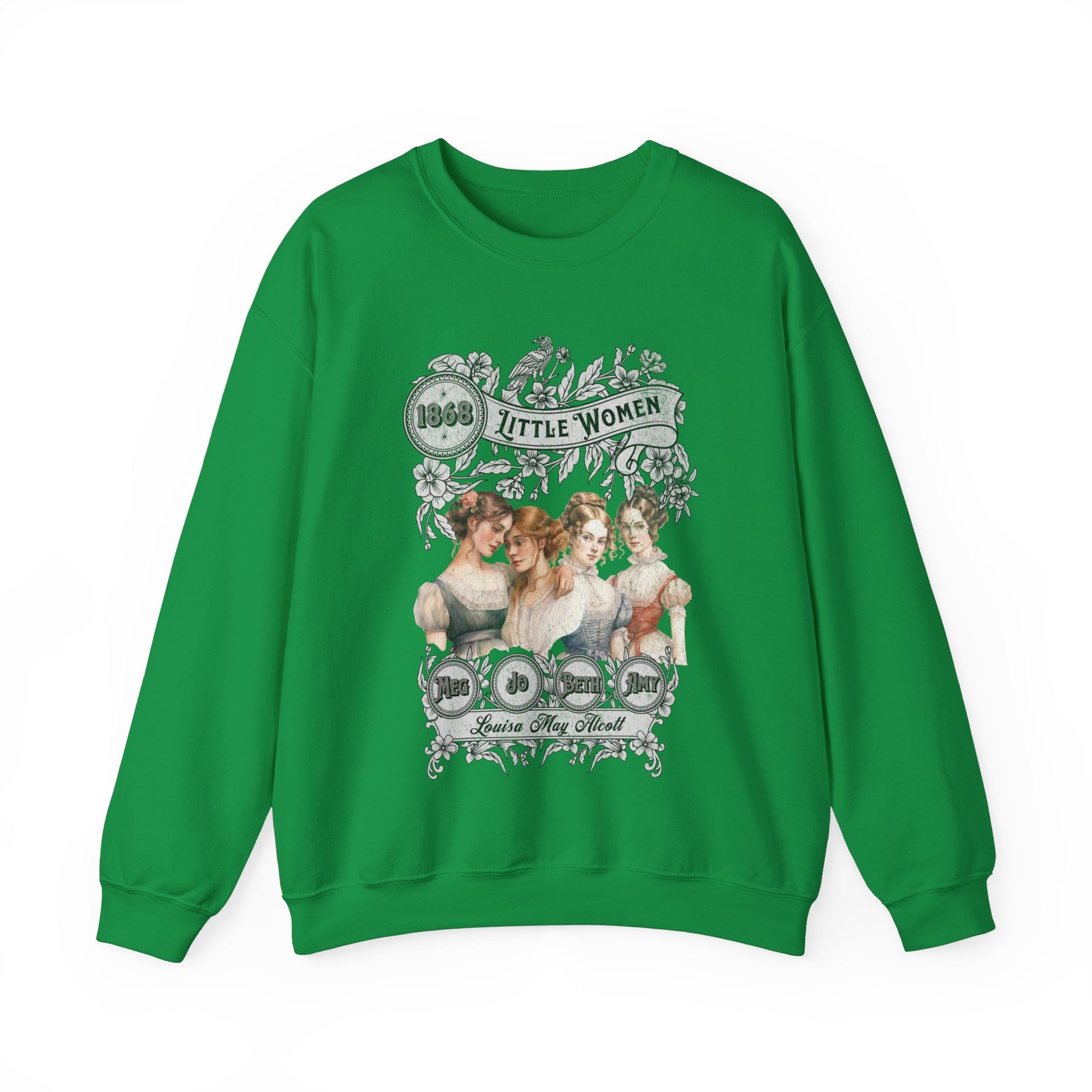 Little Women Sweatshirt, Louisa May Alcott Historical Romance Sweater, Bookish Literary Fan Art Gift, Gift for Her, Bookclub Crewneck Shirt Sweatshirt Printify S Irish Green