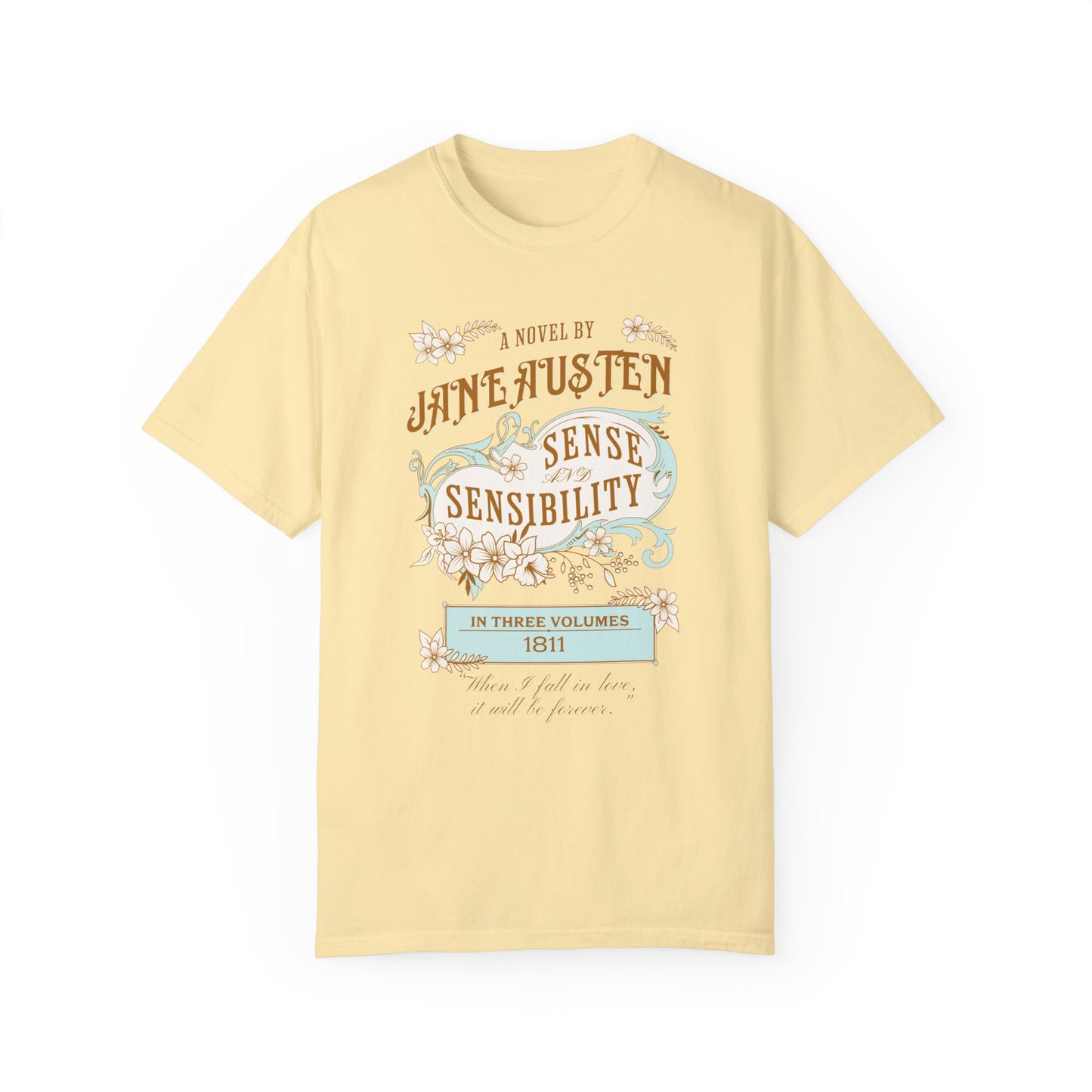 Jane Austen T-Shirt, Sense & Sensibility Historical Romance Comfort Colors Tee, Bookish Literary Jane Austen Fan Art Gift for Her, Readers, T-Shirt Printify Banana S
