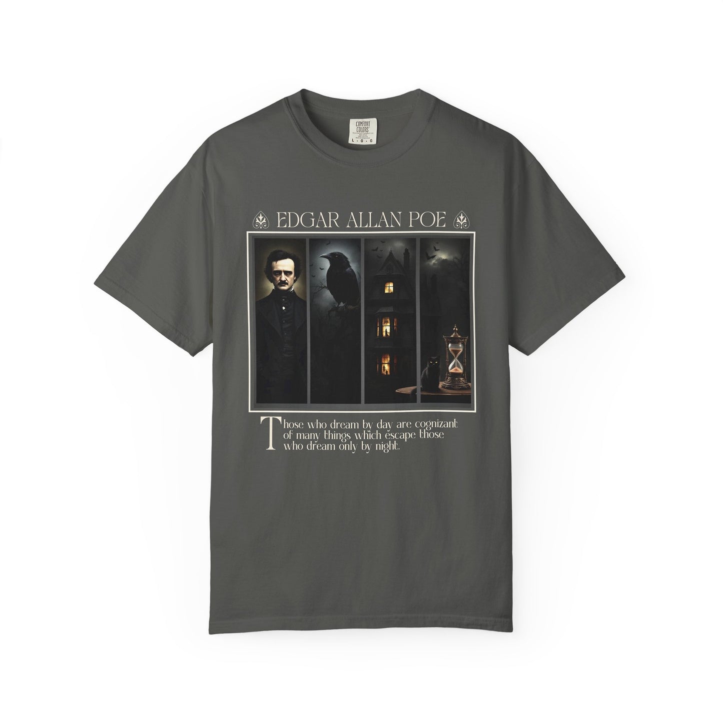 Edgar Allan Poe T-Shirt Gothic Graphic Tee The Raven Nevermore Quote Horror Literature Shirt Dark Academia Aesthetic Halloween Party Gift T-Shirt Printify Pepper S