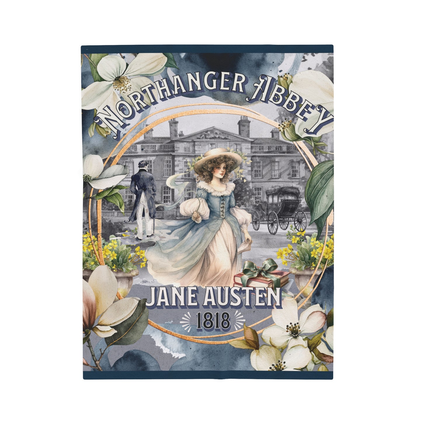 Jane Austen Plush Throw Blanket, Northanger Abbey Historical Romance Gift, Bookish Literary Jane Austen Fan Art Gift, Gift for Her, Bookclub All Over Prints Printify 30" × 40"