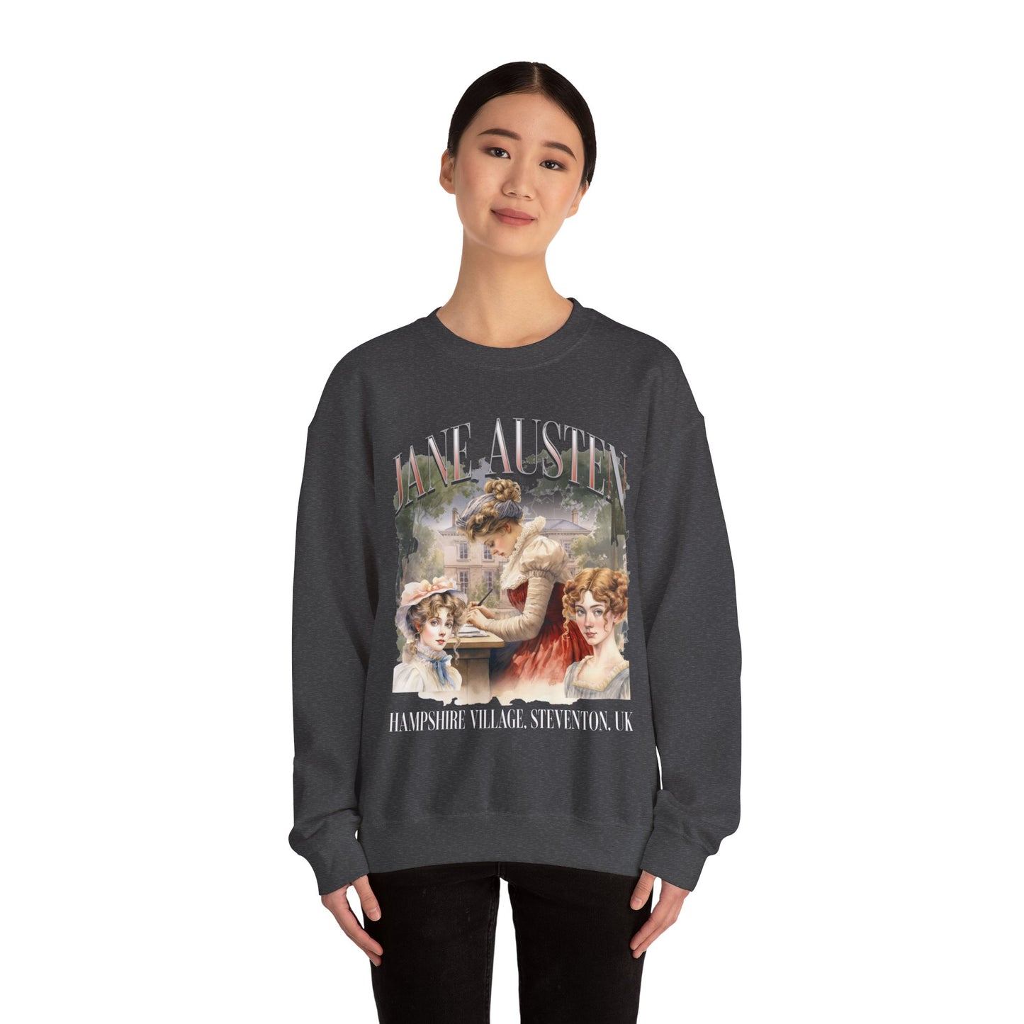 Retro Jane Austen Unisex Heavy Blend™ Crewneck Sweatshirt Sweatshirt Printify