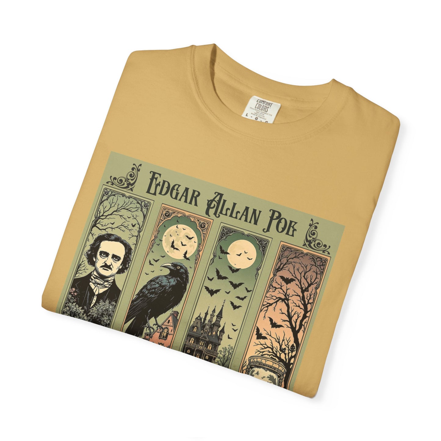 Edgar Allan Poe T-Shirt Gothic Graphic Tee The Raven Nevermore Quote Horror Literature Shirt Dark Academia Aesthetic Halloween Party Gift