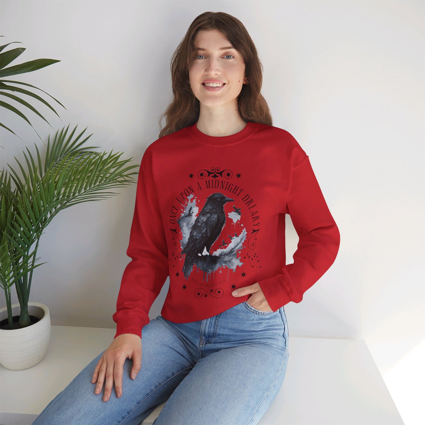 Edgar Allan Poe, The Raven Sweatshirt, Poet, Poetry Lover Sweater, Book Lover, Haunting Gothic Gift, Light, Dark Academia, Horror Movie Top Sweatshirt Printify