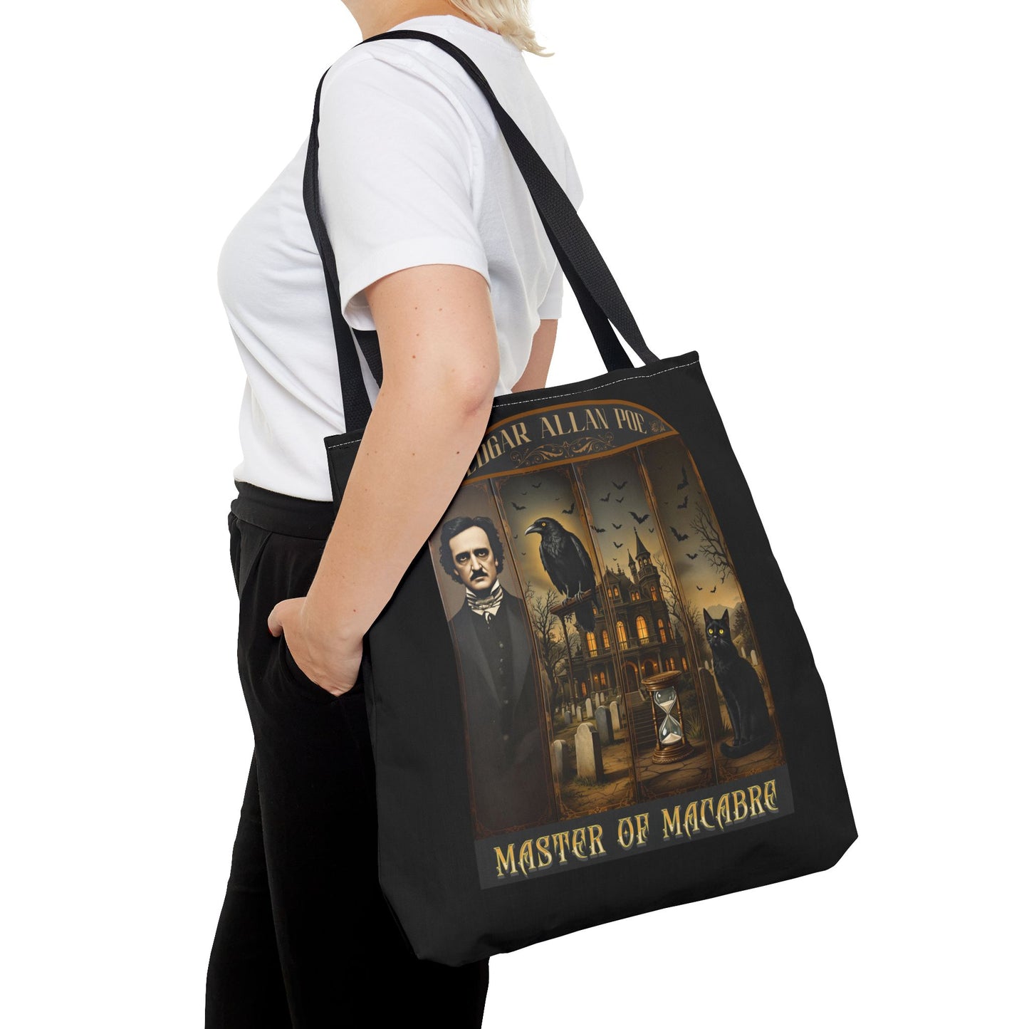 Edgar Allan Poe Tote Bag Gothic Literary Gift for Book Lover Dark Academia Macabre Accessory Halloween Tote Fall School Bag for Poetember Bags Printify