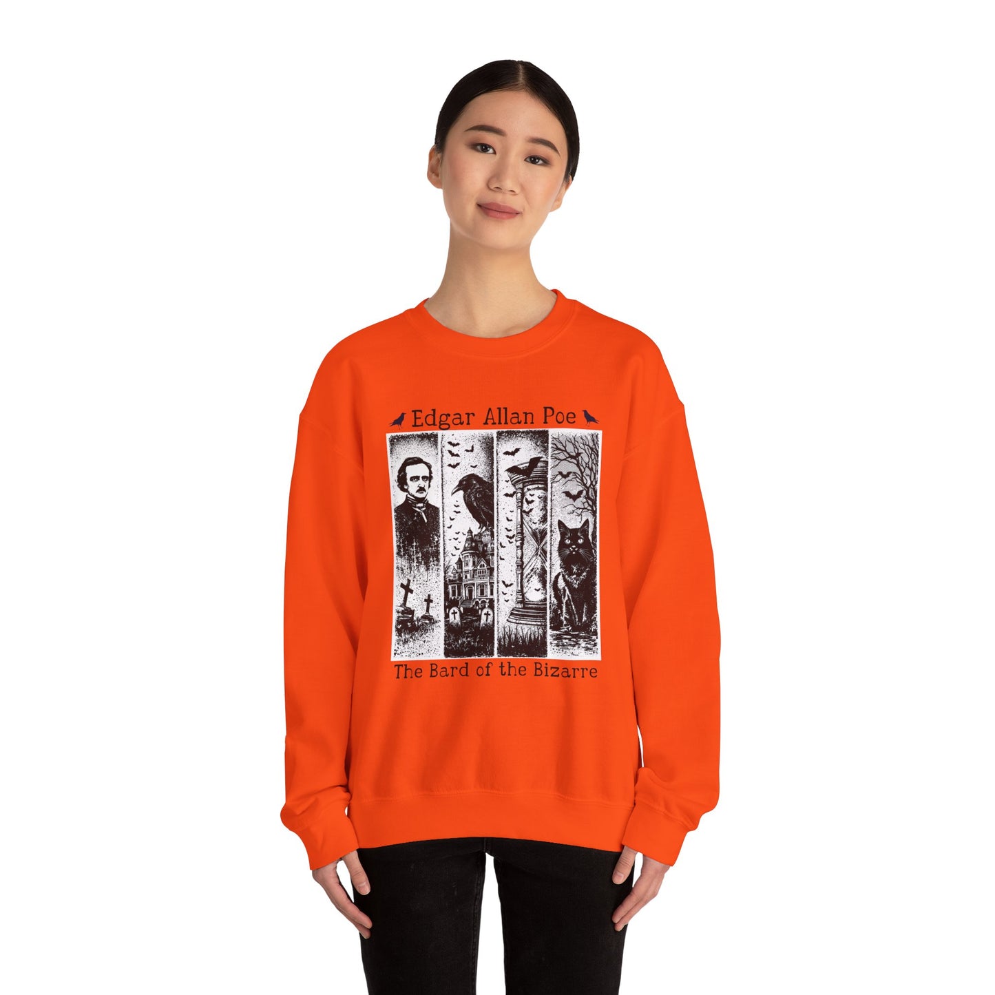 Edgar Allan Poe Sweatshirt The Raven Nevermore Gothic Horror Sweater Dark Academia Macabre Halloween Gift for Book Lovers Birthday Christmas