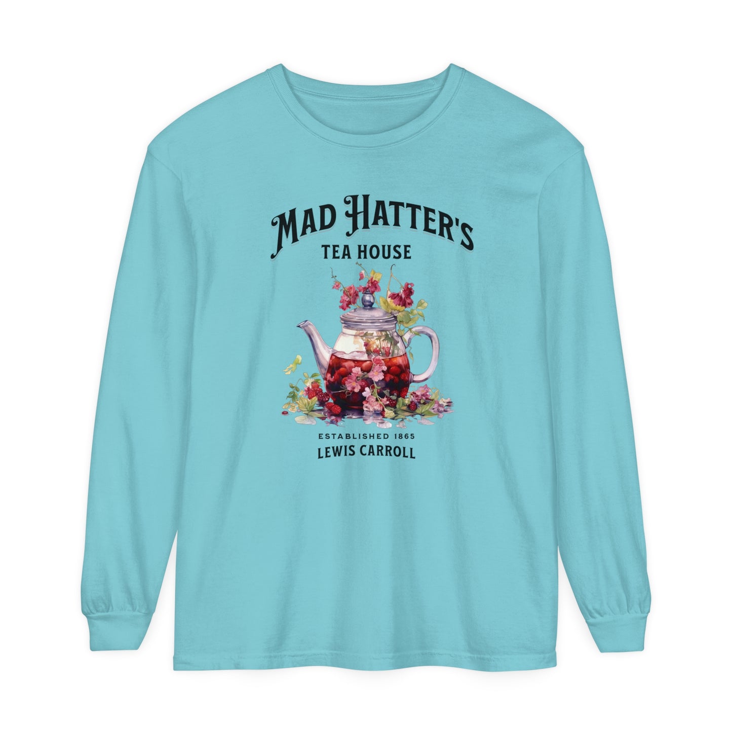 Mad Hatter's Tea Long Sleeve Shirt Alice In Wonderland Lewis Carroll Whimsigoth Academia TShirt Mad Hatter Tea Party Tee Bookish Booktok Long-sleeve Printify Chalky Mint S
