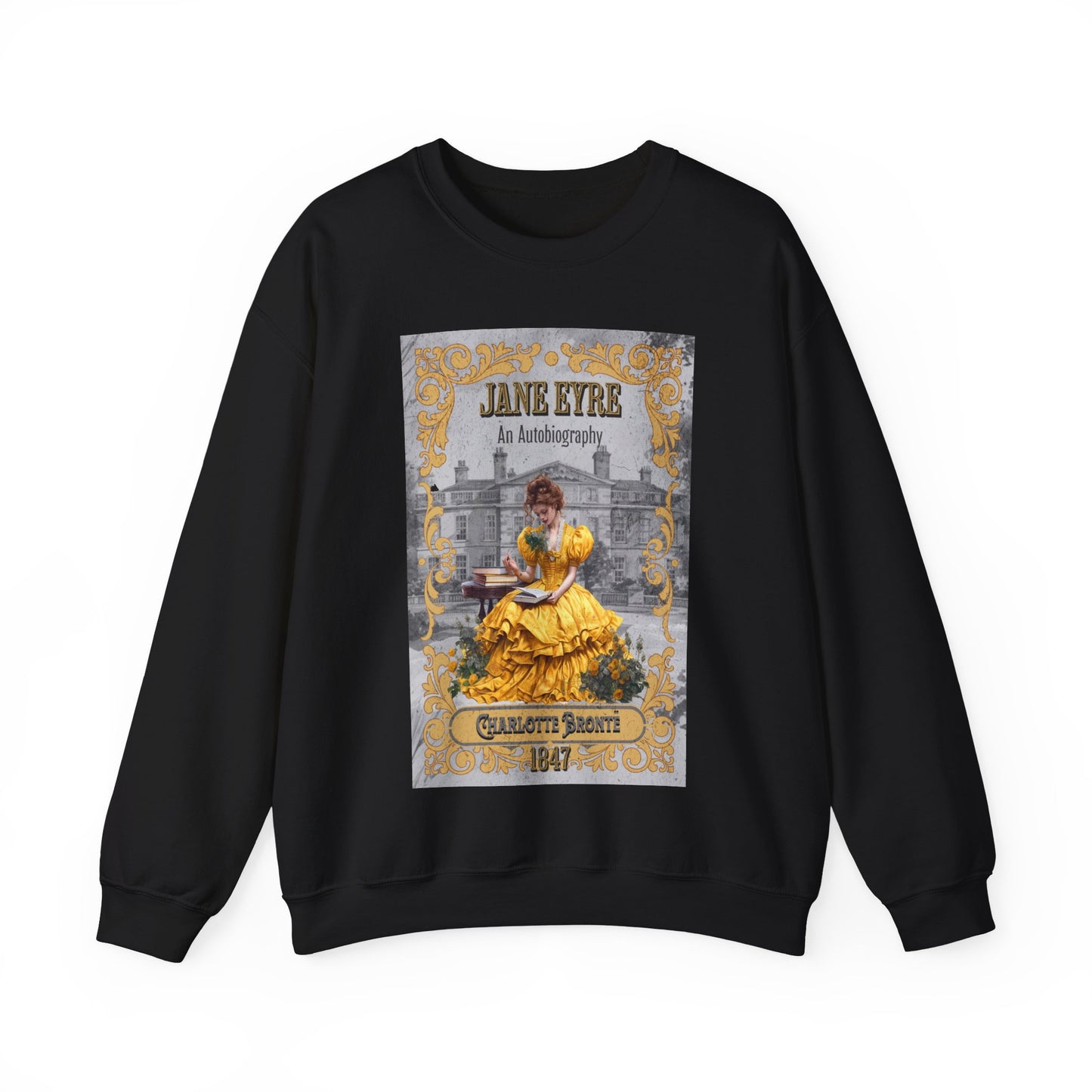 Jane Eyre Sweatshirt, Charlotte Brontë Historical Romance Sweater, Bookish Literary Brontë Sisters Fan Art Gift, Gift for Her, Readers, Sweatshirt Printify S Black