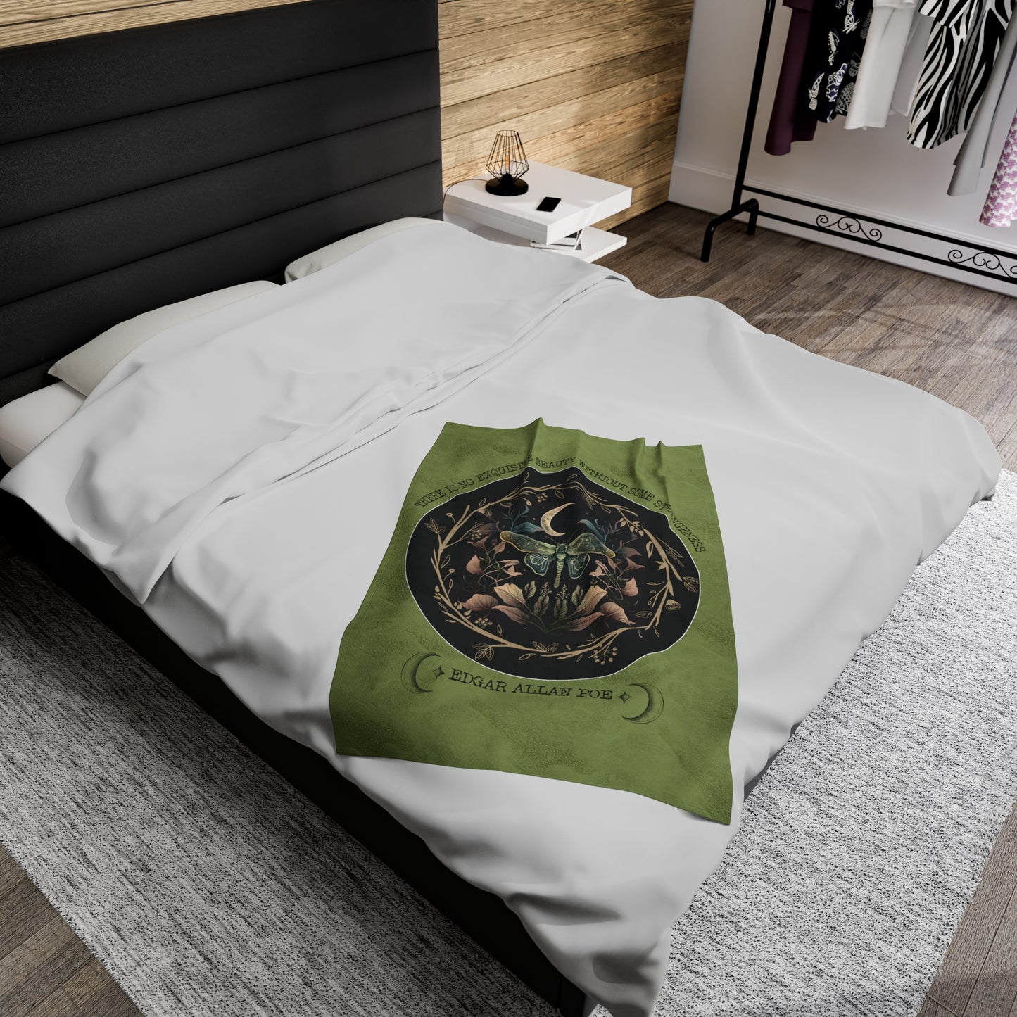 Edgar Allan Poe, Fairycore Nightgarden Throw Blanket, Book Lover Reading Blanket, Gothic Light, Dark Academia, Horror Movie Watching Blanket All Over Prints Printify