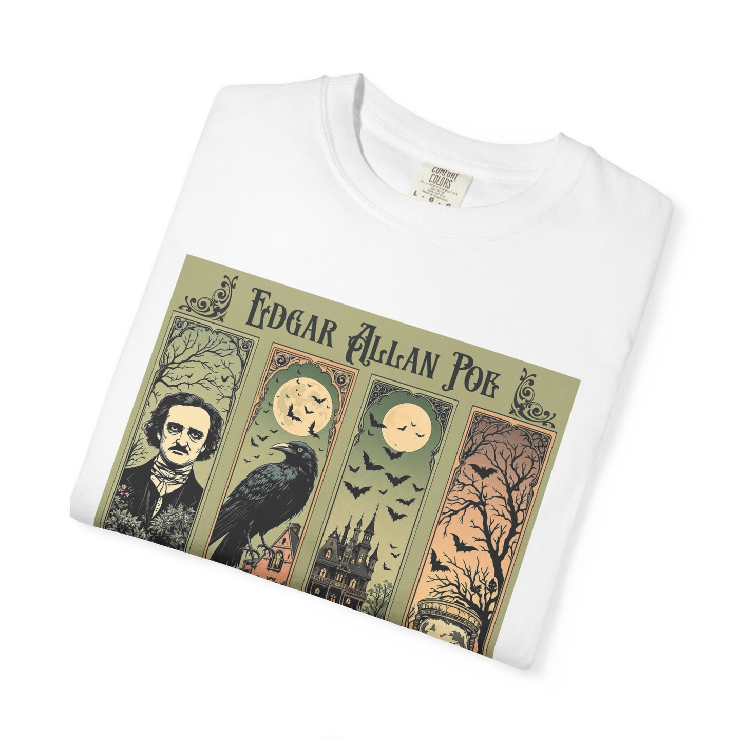 Edgar Allan Poe T-Shirt Gothic Graphic Tee The Raven Nevermore Quote Horror Literature Shirt Dark Academia Aesthetic Halloween Party Gift T-Shirt Printify