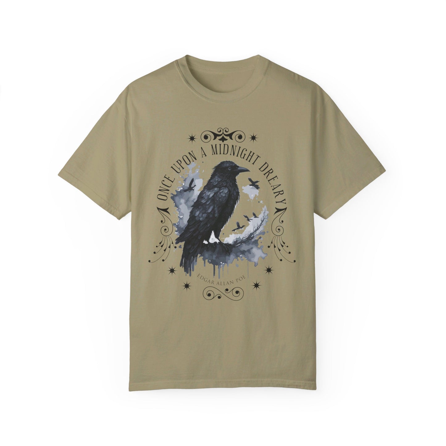 Edgar Allan Poe Shirt, The Raven Nevermore Poet, Poetry Lover Tee, Book, Reading Lover Shirt, Gothic, Light Academia Gifts, Comfort Colours T-Shirt Printify Khaki S