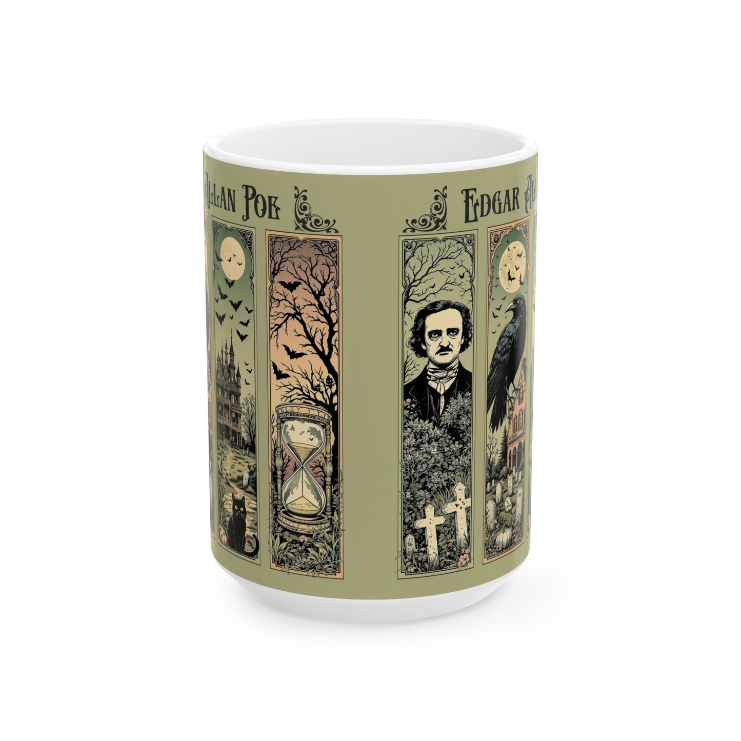 Edgar Allan Poe Mug Gothic Literary Gift For Book Lover Dark Academia Macabre Fall Coffee Cup Halloween Poetember Party Gift For Bookclub Mug Printify 15oz