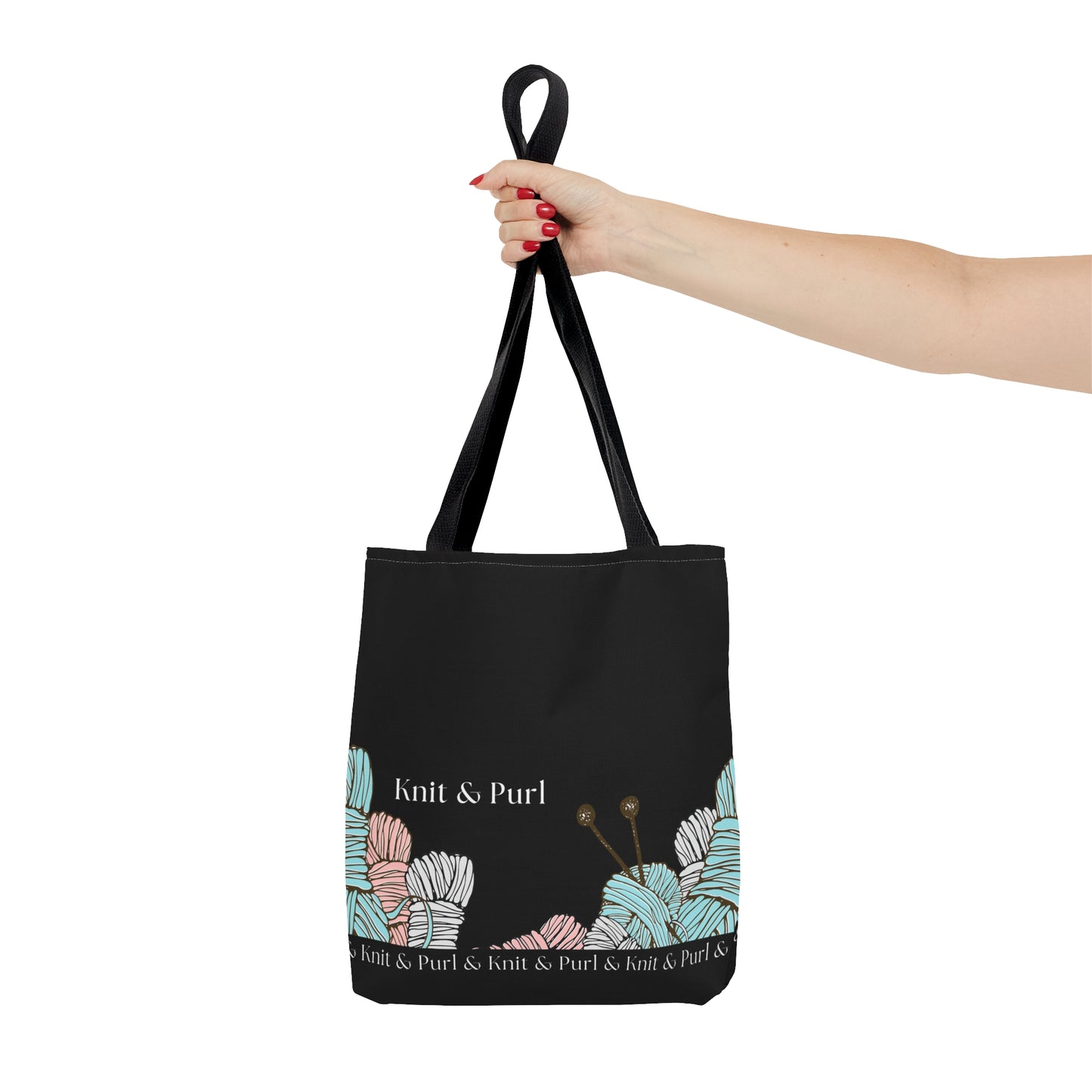 Knit & Purl Tote Bag, Crafter Bag, Yarn Storage Bag, Knitting Project Bag, Crochet Project Bag, Craft Project Tote Bag Bags Printify