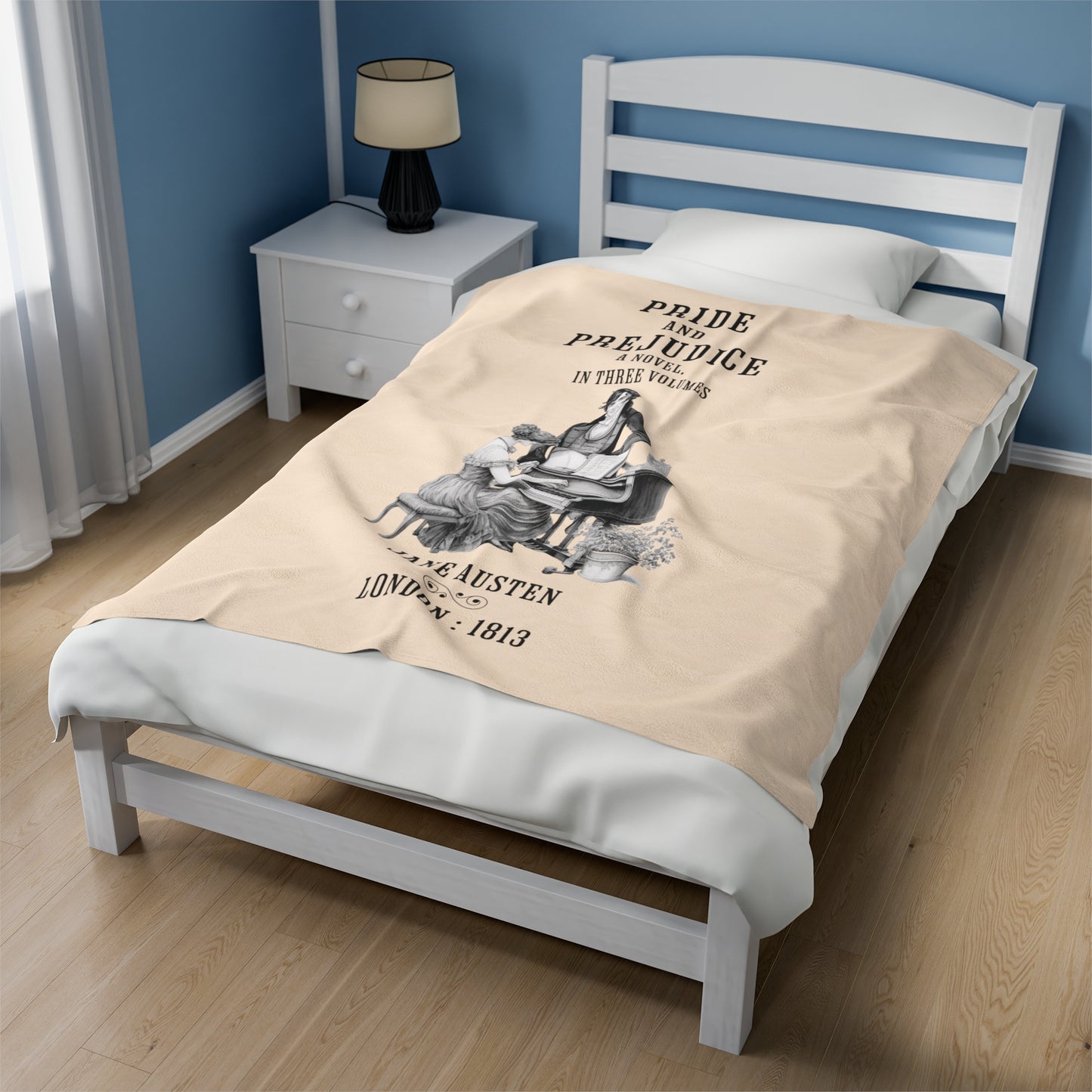 Jane Austen Plush Throw Blanket, Pride And Prejudice Historical Romance Gift, Bookish Literary Jane Austen Fan Art, Gift for Her, Bookclub All Over Prints Printify