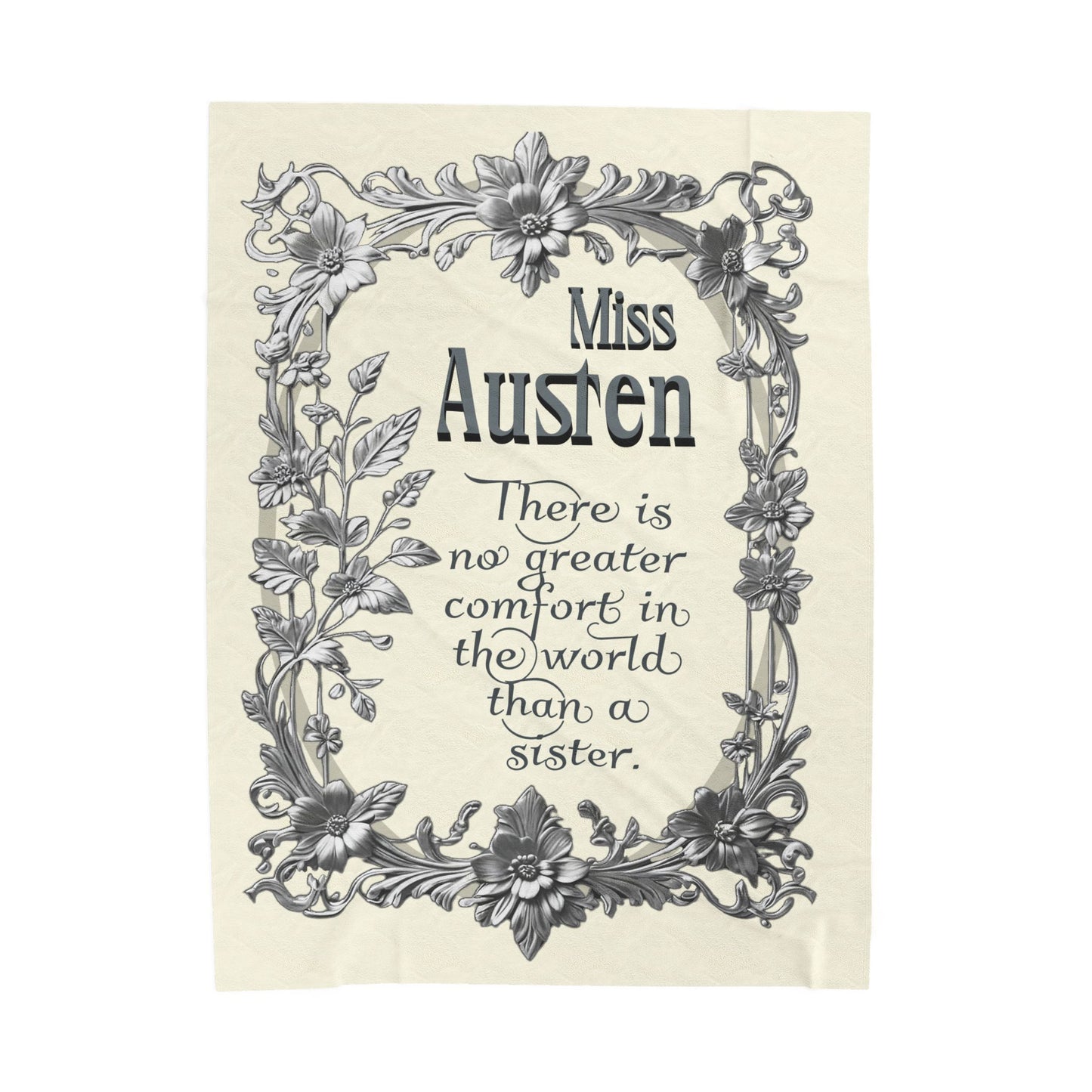 Jane Austen Quote Cozy Literary Velveteen Blanket - Perfect for Book Lovers, Gifts for Sisters, Home Decor, Reading Nook, Cozy Nights All Over Prints Printify 60" × 80"