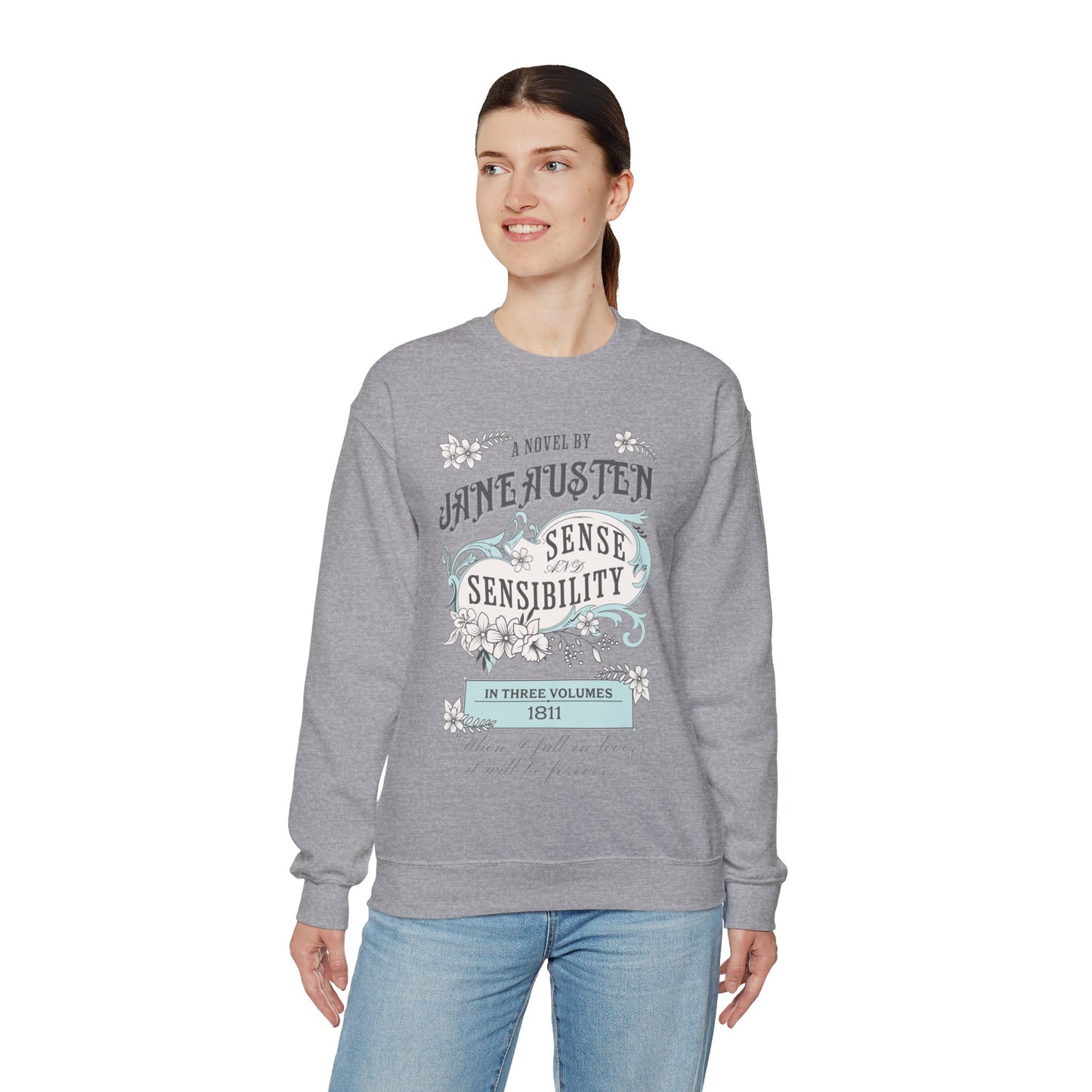 Jane Austen Sweatshirt, Sense & Sensibility Historical Romance Sweater, Bookish Literary Jane Austen Fan Art Gift, Gift for Her, Readers, Sweatshirt Printify