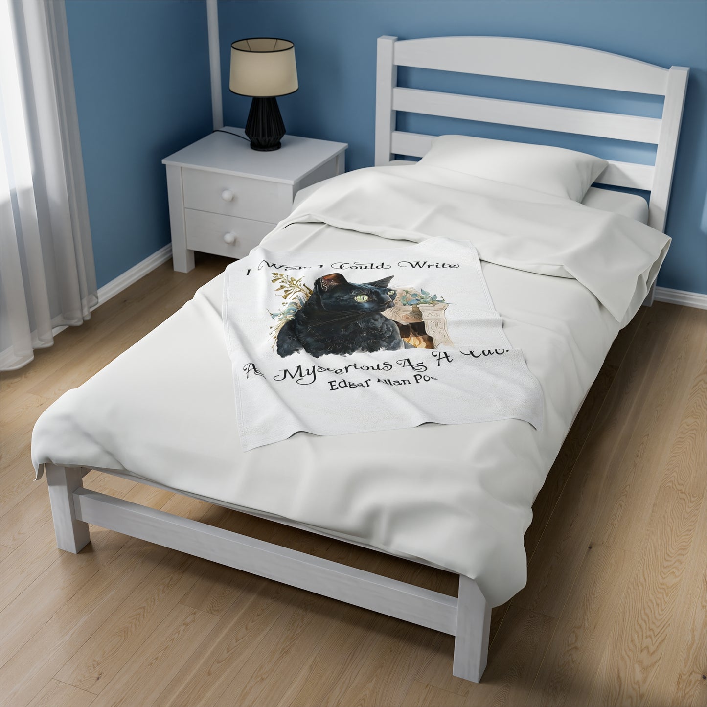 Edgar Allan Poe, The Black Cat Throw Blanket, Soft Book Lover Reading Blanket, Gothic Dark Academia, Horror Movie Watching Plush, Fairycore All Over Prints Printify