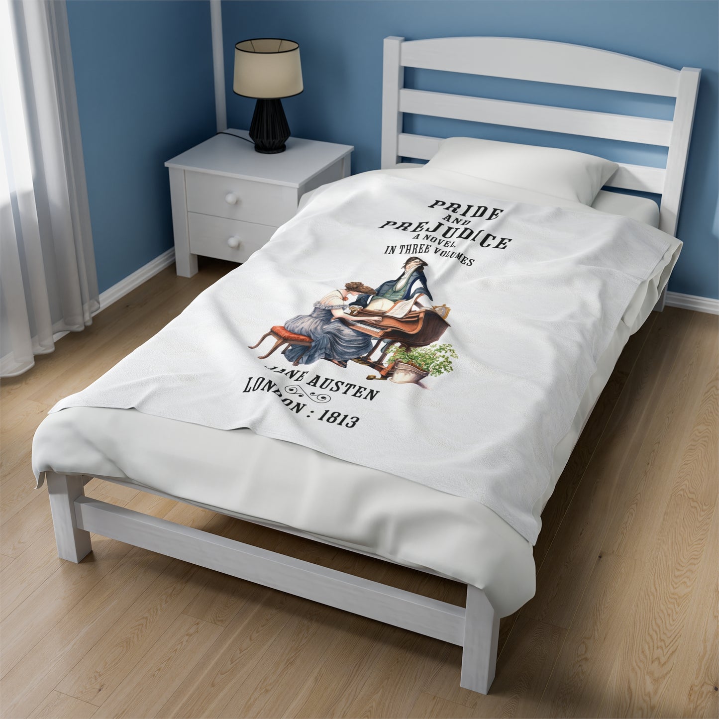 Jane Austen Plush Throw Blanket, Pride And Prejudice Historical Romance Gift, Bookish Literary Jane Austen Fan Art, Gift for Her, Bookclub All Over Prints Printify