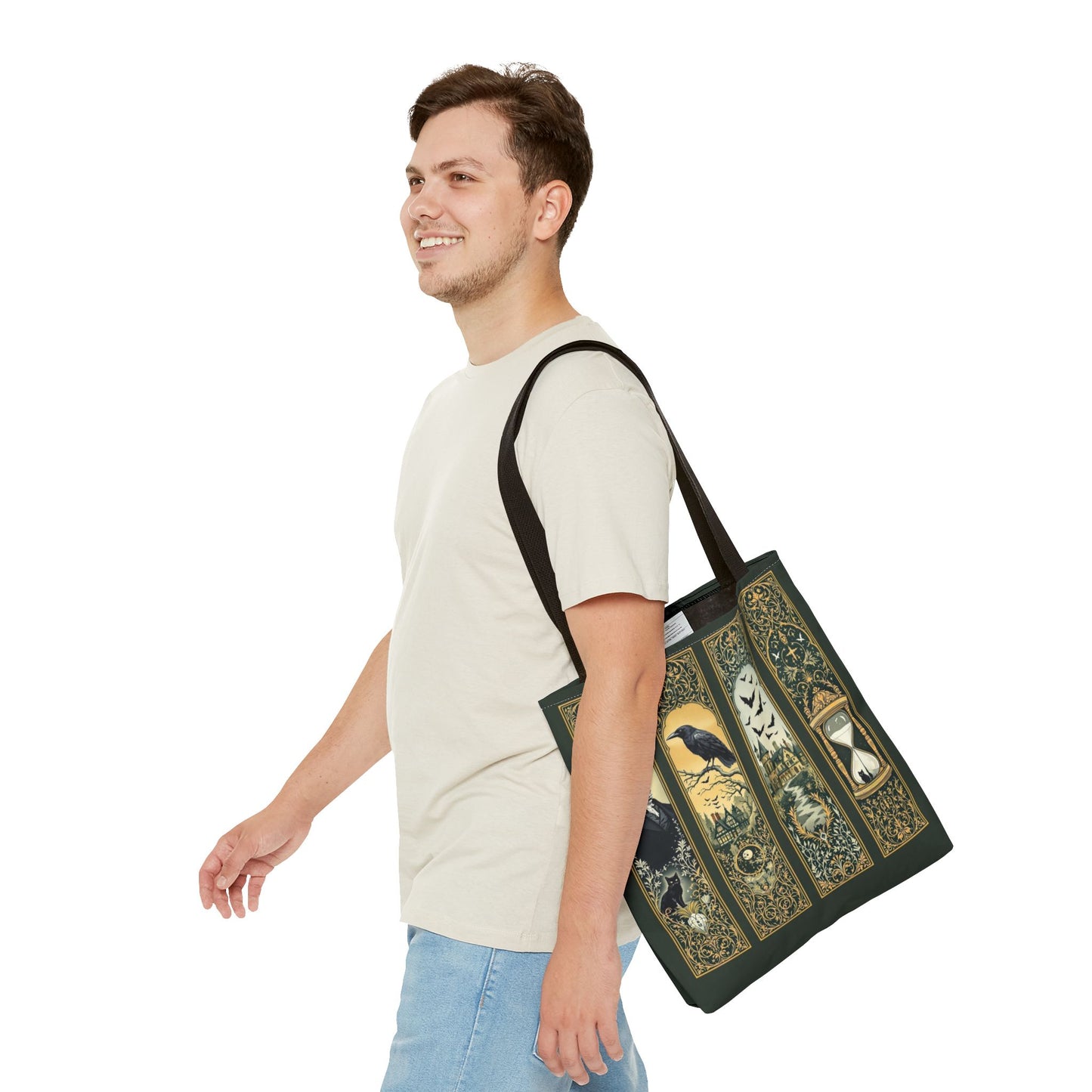 Edgar Allan Poe Tote Bag Gothic Literary Gift for Book Lover Dark Academia Macabre Accessory Halloween Tote Fall School Bag for Poetember Bags Printify