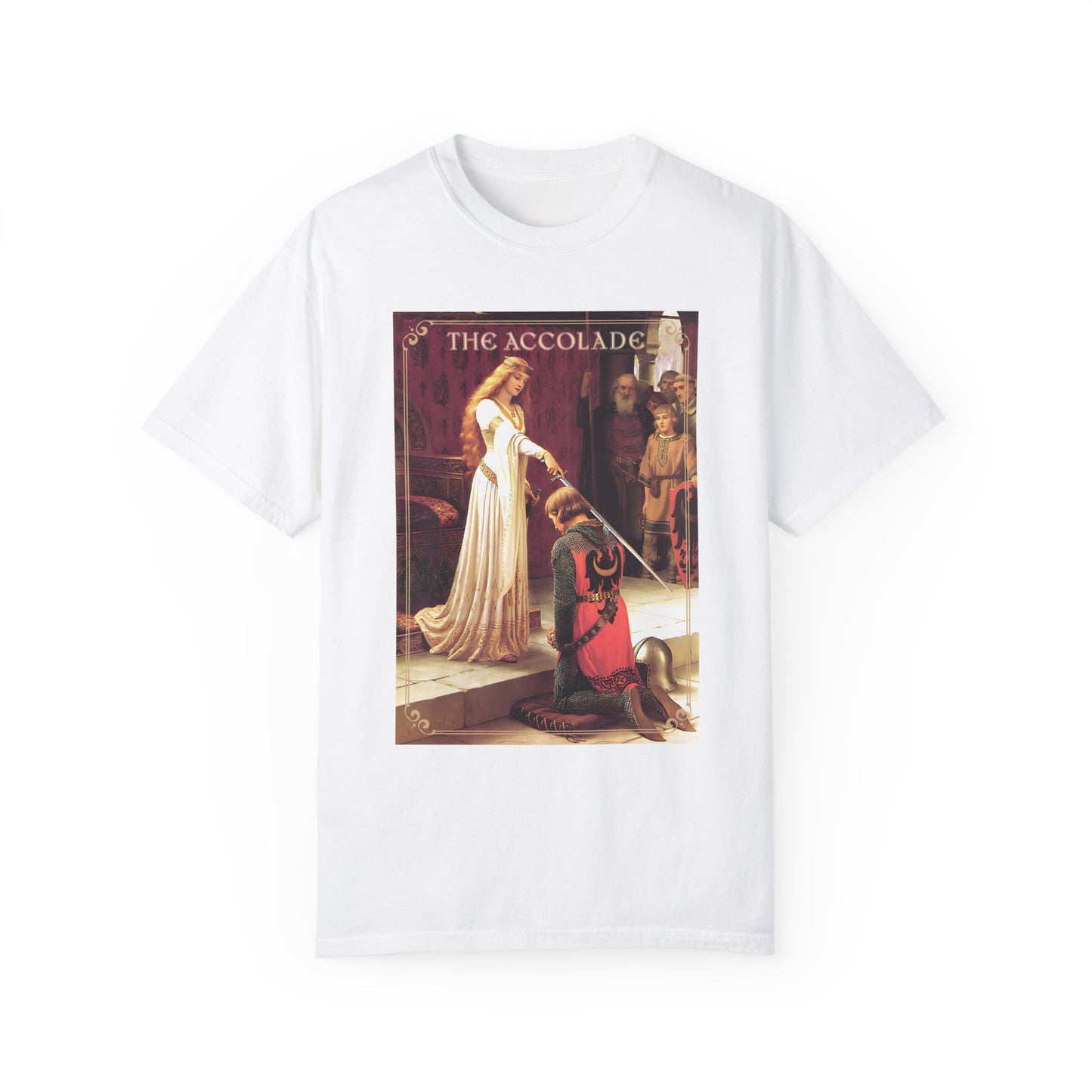 Renaissance The Accolade Print T-Shirt King Arthur And His Knights Renfaire Theme Gift Comfortable Medieval Festival Shirt Art Lover Gift T-Shirt Printify White S