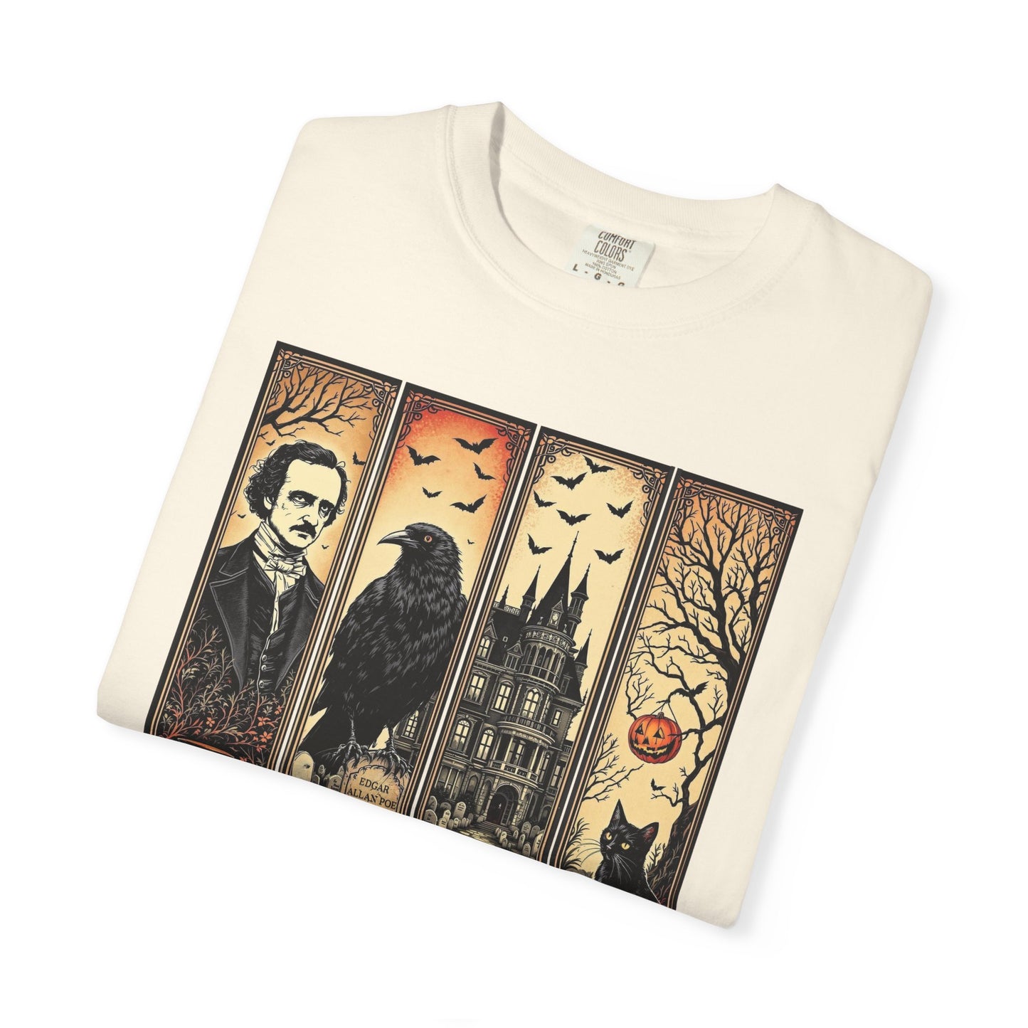 Edgar Allan Poe T-Shirt Gothic Graphic Tee The Raven Nevermore Quote Horror Literature Shirt Dark Academia Aesthetic Halloween Party Gift T-Shirt Printify