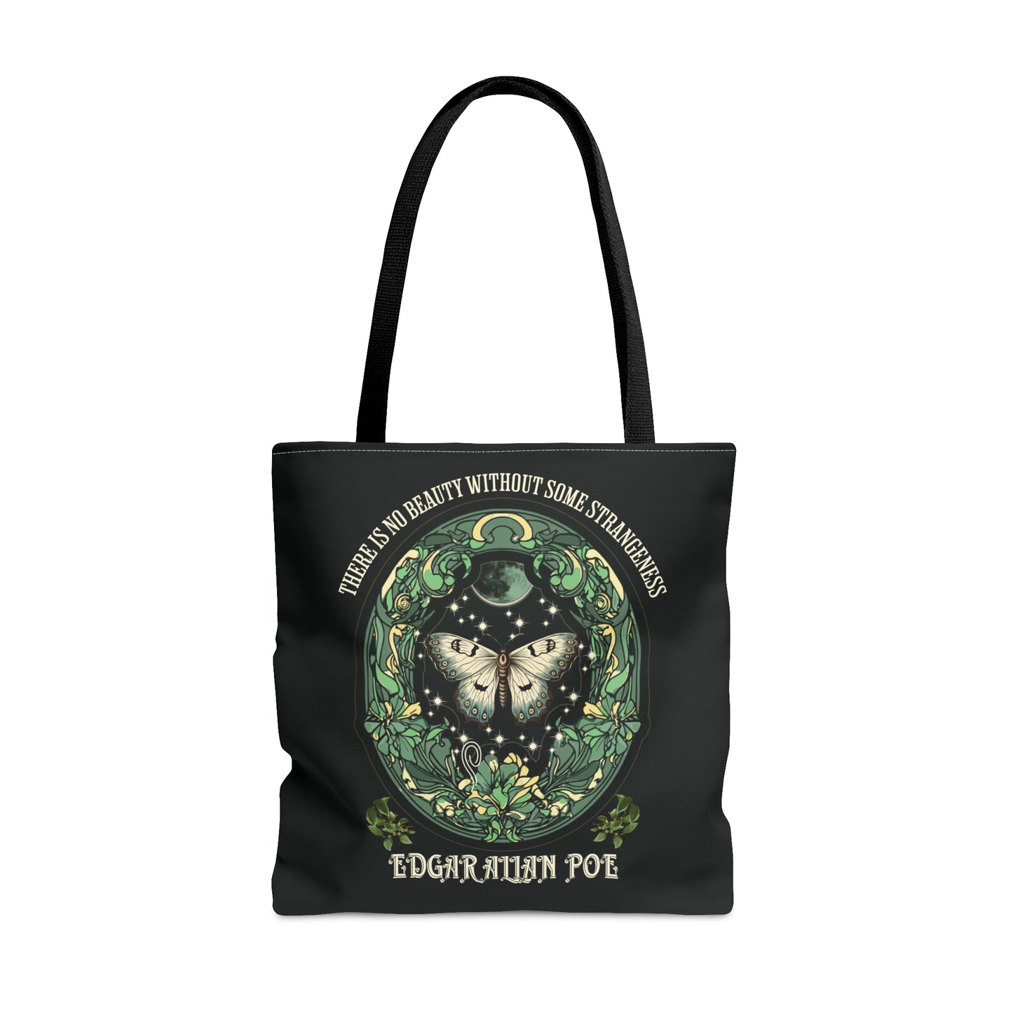 Edgar Allan Poe Tote Bag, Night Garden Botanical Shoulder Bag, Book, Library, Grocery, Travel Bag, Dark Academia, Bookish, Bookclub Gift, Bags Printify Large