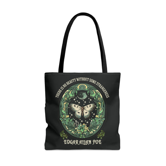 Edgar Allan Poe Tote Bag, Night Garden Botanical Shoulder Bag, Book, Library, Grocery, Travel Bag, Dark Academia, Bookish, Bookclub Gift, Bags Printify Large
