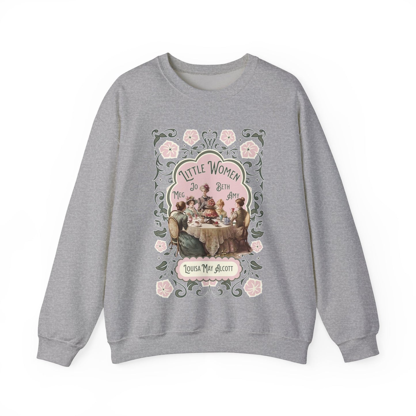 Little Women Sweatshirt, Louisa May Alcott Historical Romance Sweater, Bookish Literary Fan Art Gift, Gift for Her, Bookclub Crewneck Shirt Sweatshirt Printify S Sport Grey