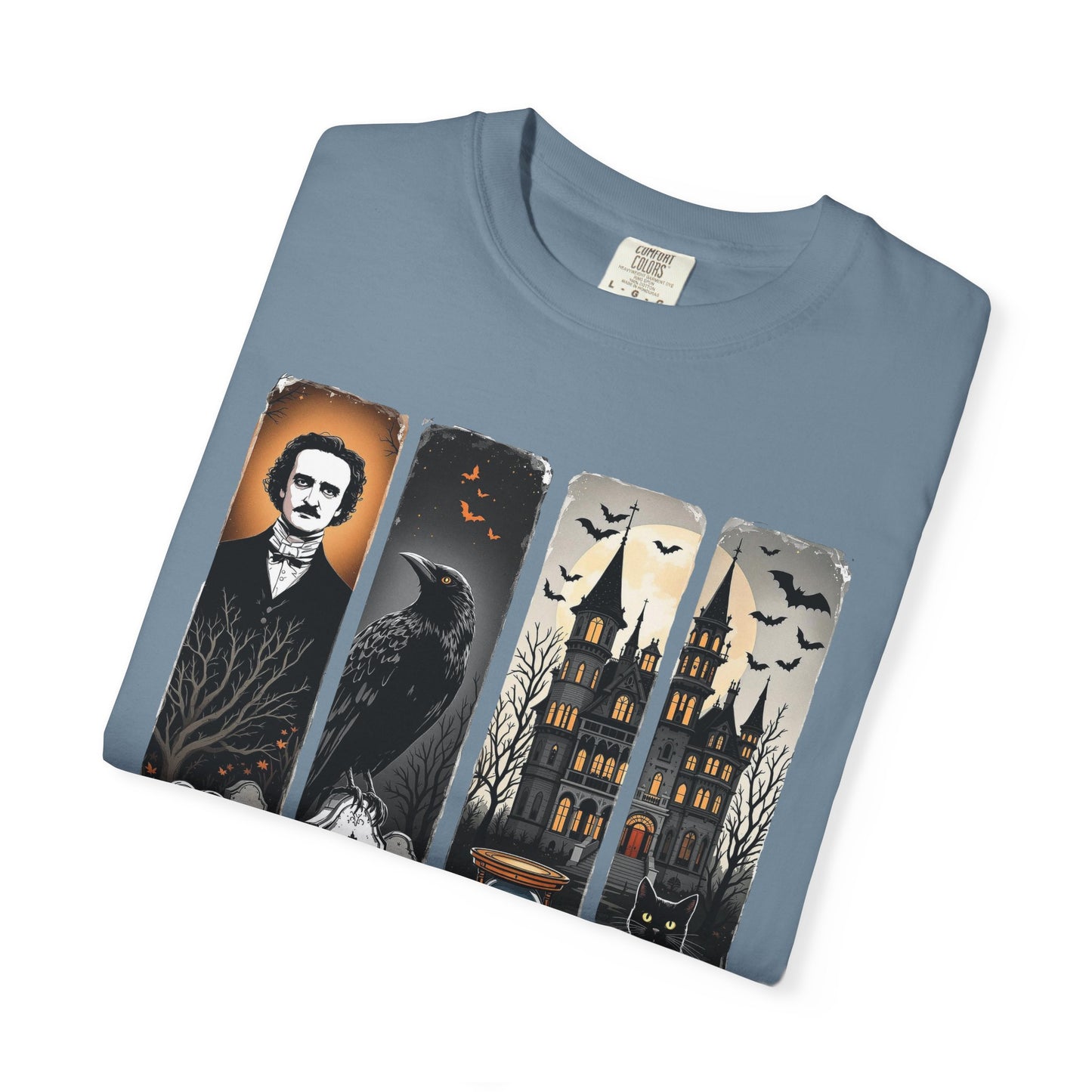 Edgar Allan Poe T-Shirt Gothic Graphic Tee The Raven Nevermore Quote Horror Literature Shirt Dark Academia Aesthetic Halloween Party Gift