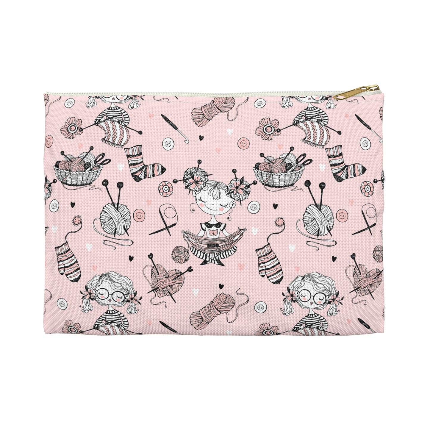 Crochet, Knitting or Crafting Accessory Pouch, Crochet Gift, Knitting Gift, Craft Organization or Storage Bag or Pouch. Bags Printify Small White zipper