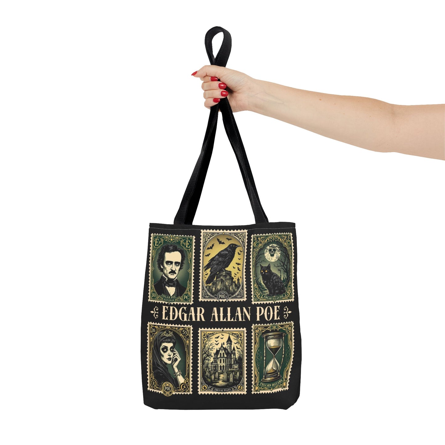 Edgar Allan Poe Tote Bag Gothic Literary Gift for Book Lover Dark Academia Macabre Accessory Halloween Tote Fall School Bag for Poetember Bags Printify
