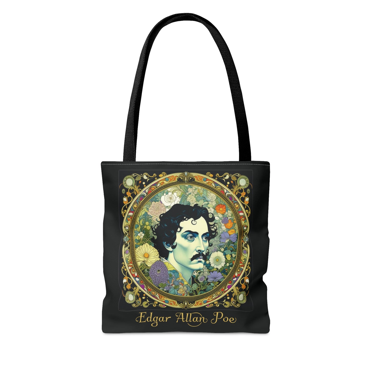 Edgar Allan Poe Tote Bag, Night Garden Botanical Shoulder Bag, Book, Library, Grocery, Travel Bag, Dark Academia, Bookish, Bookclub Gift, Bags Printify