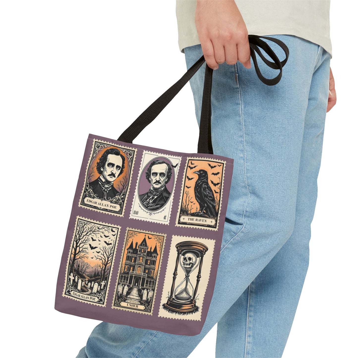 Edgar Allan Poe Tote Bag Gothic Literary Gift for Book Lover Dark Academia Macabre Accessory Halloween Tote Fall School Bag for Poetember Bags Printify