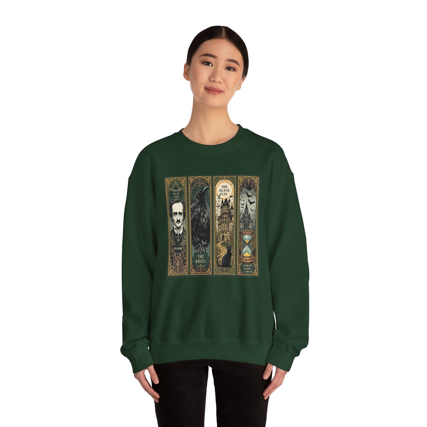 Edgar Allan Poe Sweatshirt The Raven Nevermore Gothic Horror Sweater Dark Academia Macabre Halloween Gift for Book Lovers Birthday Christmas