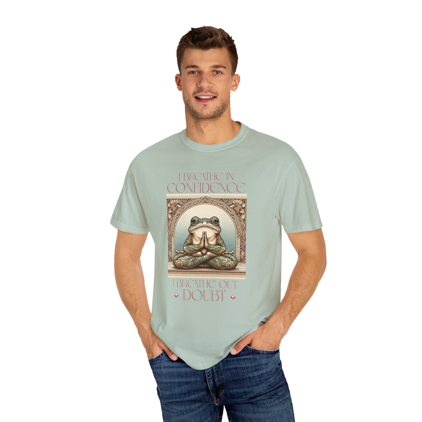 Pink Yoga Frog Shirt I Breathe In Confidence And I Breathe Out Doubt Unisex T-Shirt, Casual Wear, Highlander Fan Gift, T-Shirt Printify