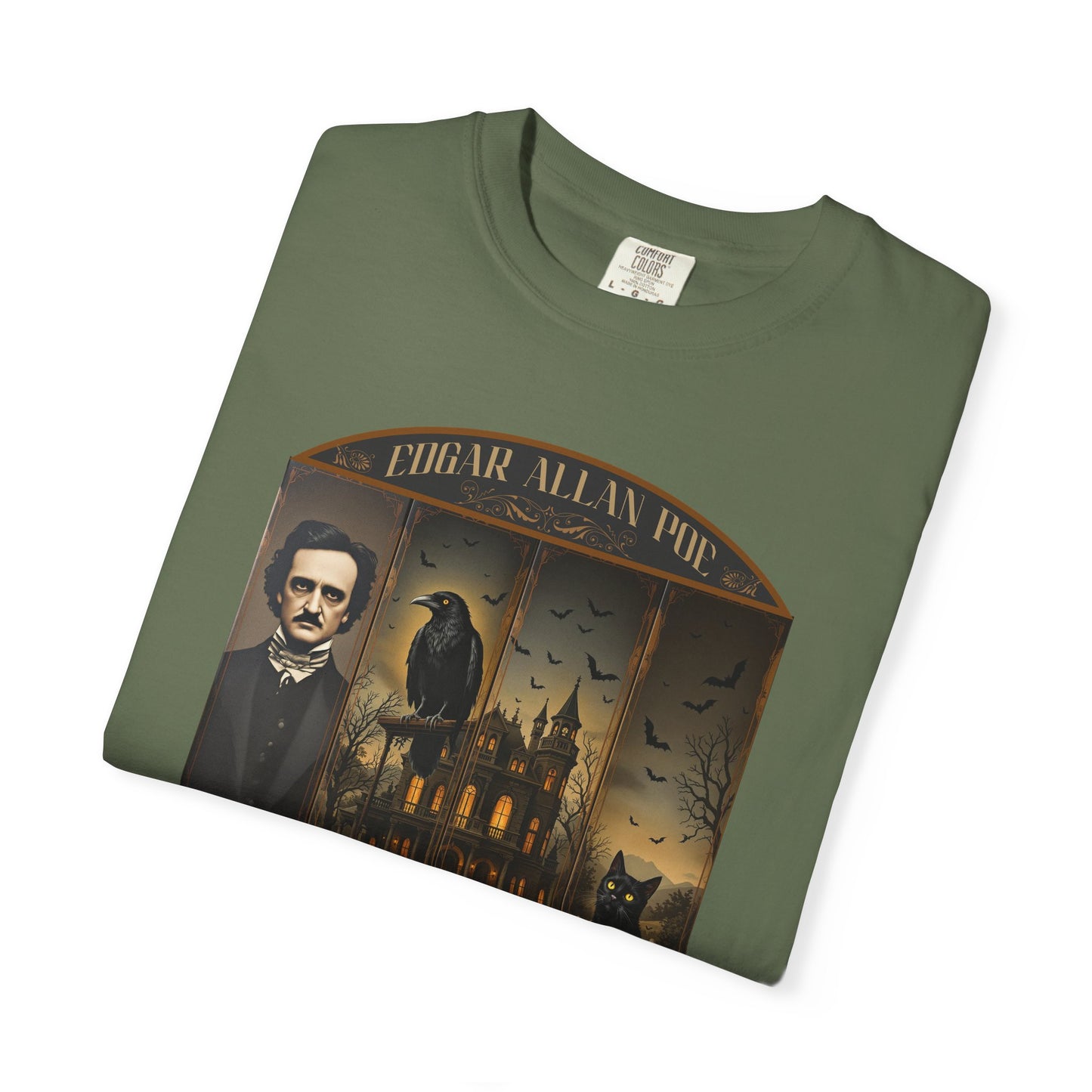 Edgar Allan Poe T-Shirt Gothic Graphic Tee The Raven Nevermore Quote Horror Literature Shirt Dark Academia Aesthetic Halloween Party Gift