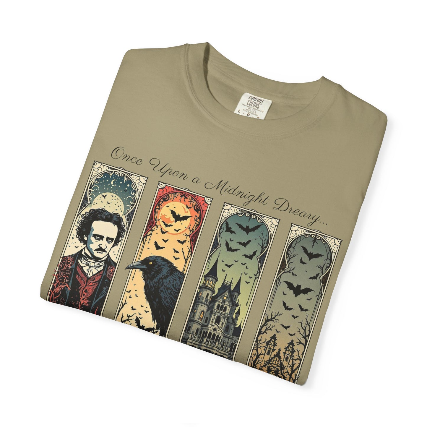 Edgar Allan Poe T-Shirt Gothic Graphic Tee The Raven Nevermore Quote Horror Literature Shirt Dark Academia Aesthetic Halloween Party Gift