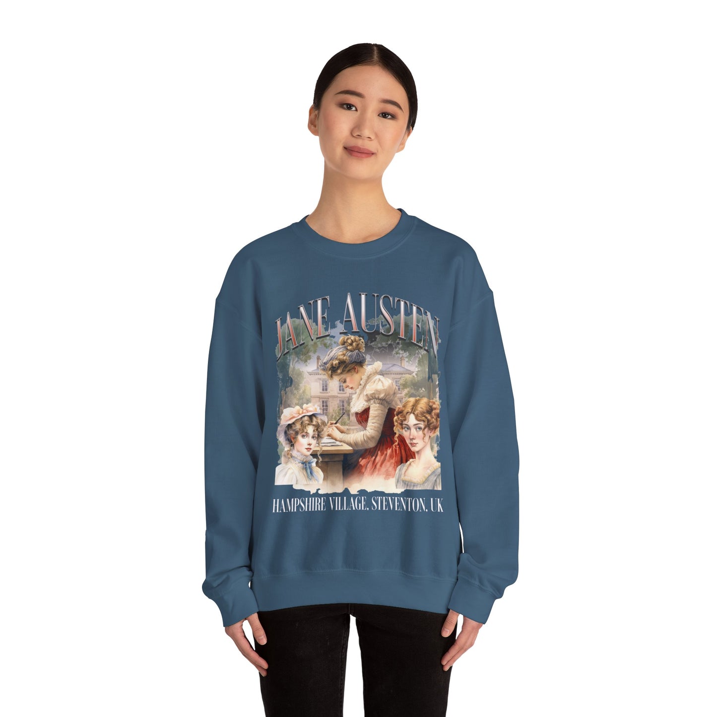 Retro Jane Austen Unisex Heavy Blend™ Crewneck Sweatshirt Sweatshirt Printify