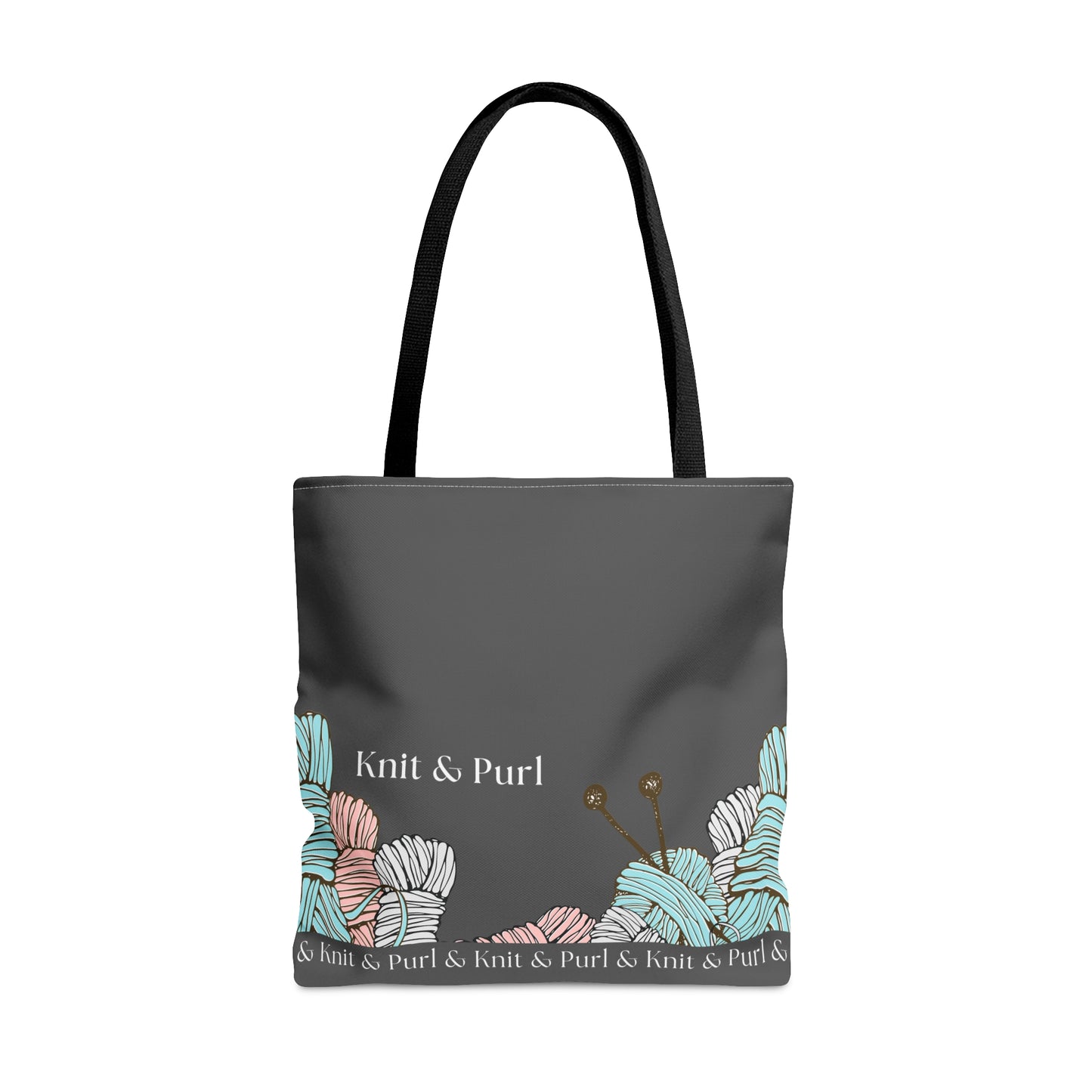 Knit & Purl Tote Bag, Crafter Bag, Yarn Storage Bag, Knitting Project Bag, Crochet Project Bag, Craft Project Tote Bag Bags Printify Large