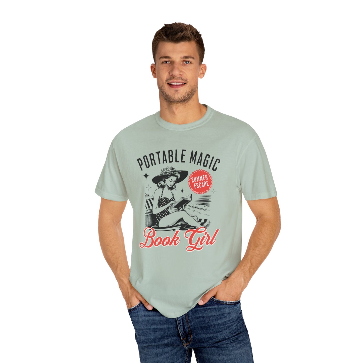 Portable Magic Book TShirt Retro Book Girl Summer Shirt Reader Lover Beach Bookish Gift For Vacation Romance Fantasy Reader Book Club Gifts T-Shirt Printify