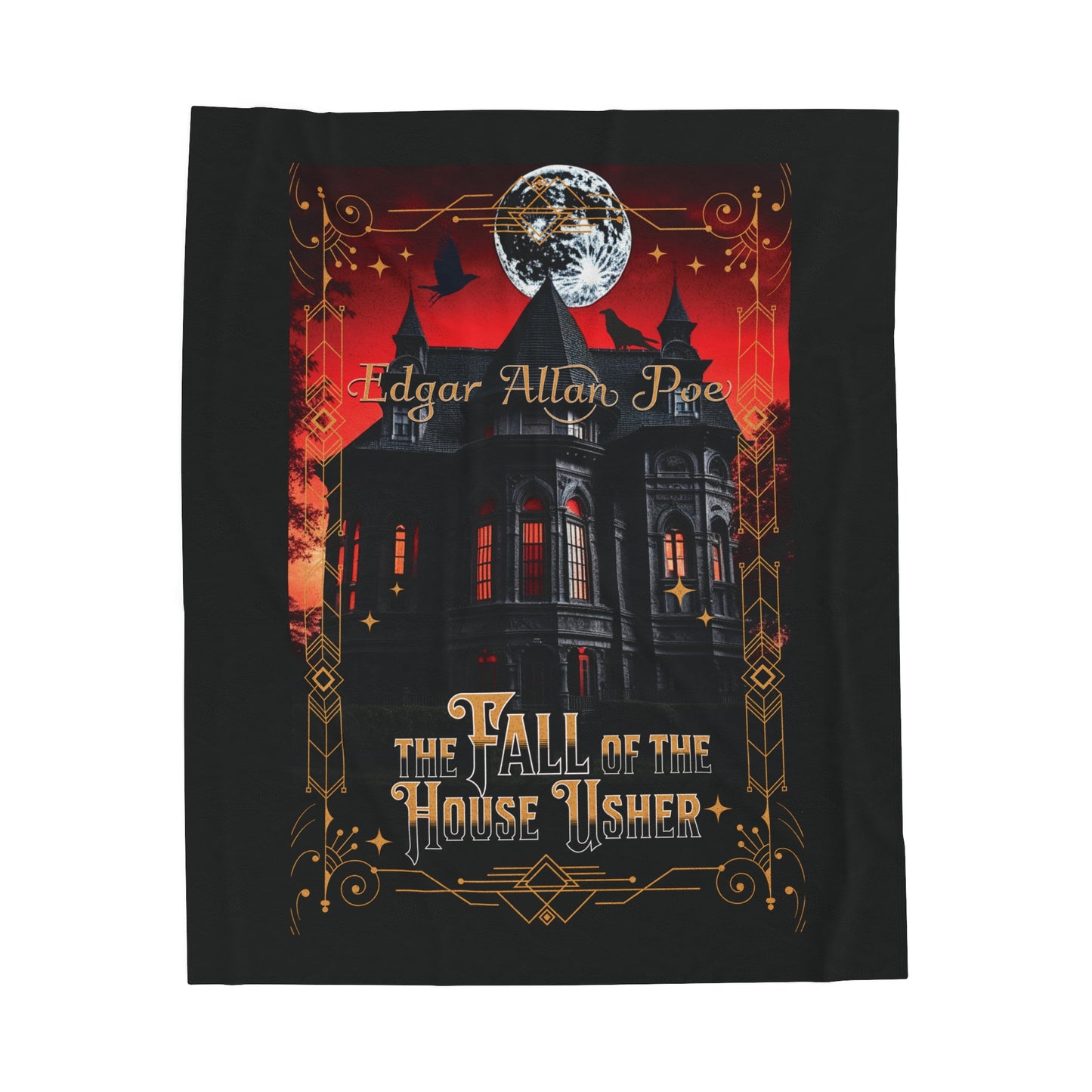 Edgar Allan Poe, The Fall Of The House Of Usher Throw Blanket, Book Lover Reading Blanket, Gothic Dark Academia, Horror Movie Watching Plush All Over Prints Printify 50" × 60"