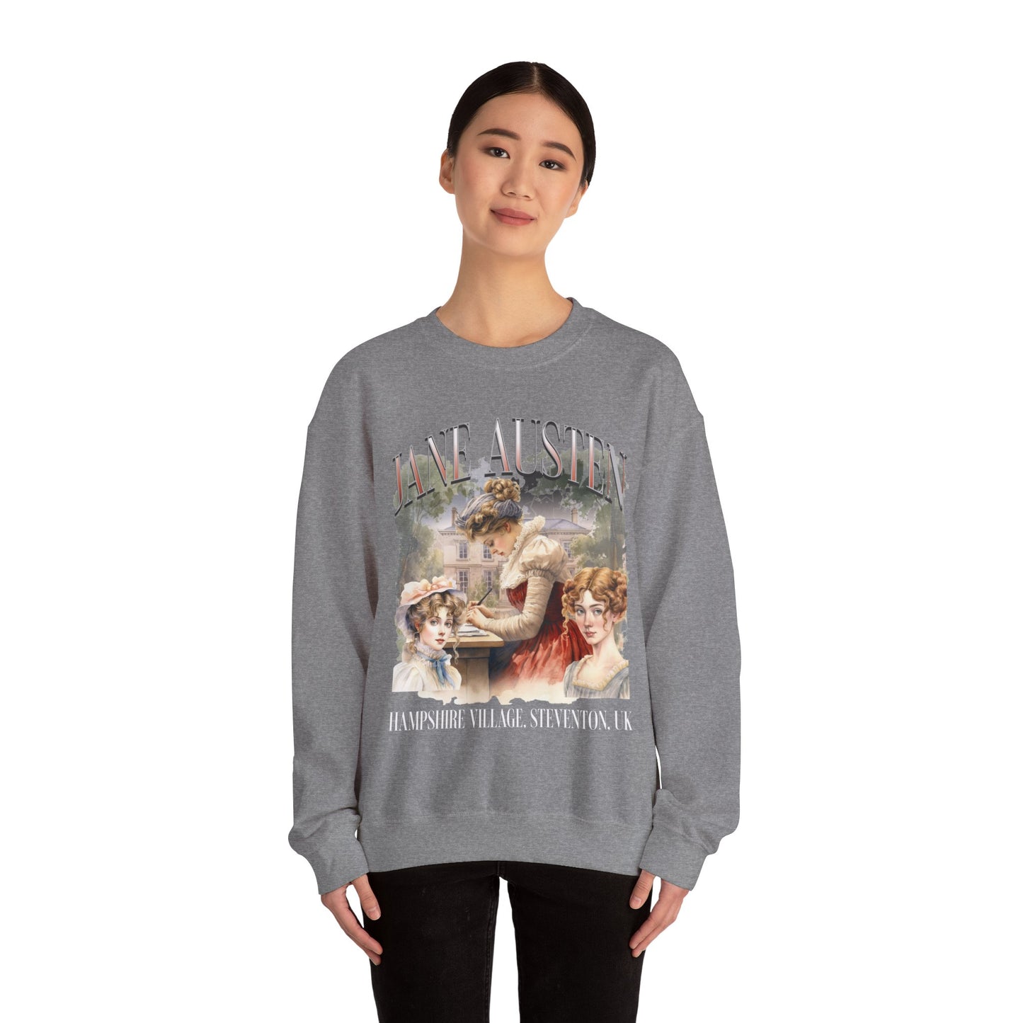 Retro Jane Austen Unisex Heavy Blend™ Crewneck Sweatshirt Sweatshirt Printify