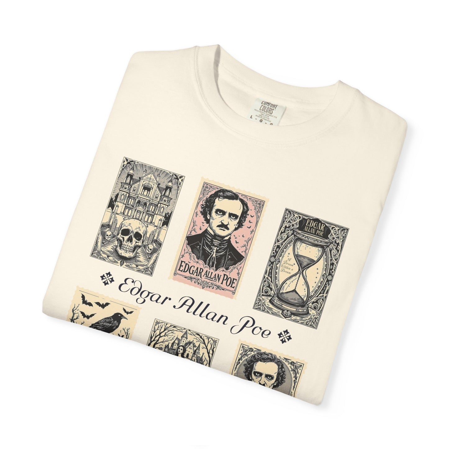 Edgar Allan Poe T-Shirt Gothic Graphic Tee The Raven Nevermore Quote Horror Literature Shirt Dark Academia Aesthetic Halloween Party Gift T-Shirt Printify