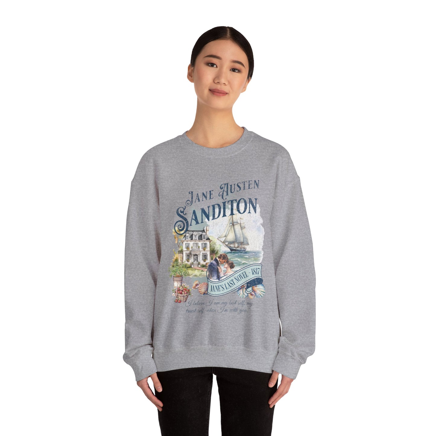 Jane Austen Sweatshirt, Sanditon Historical Romance, Bookish Literary Gift, Jane Austen Fan Art Shirt, Gift for Her, Gift for Readers, Sweatshirt Printify